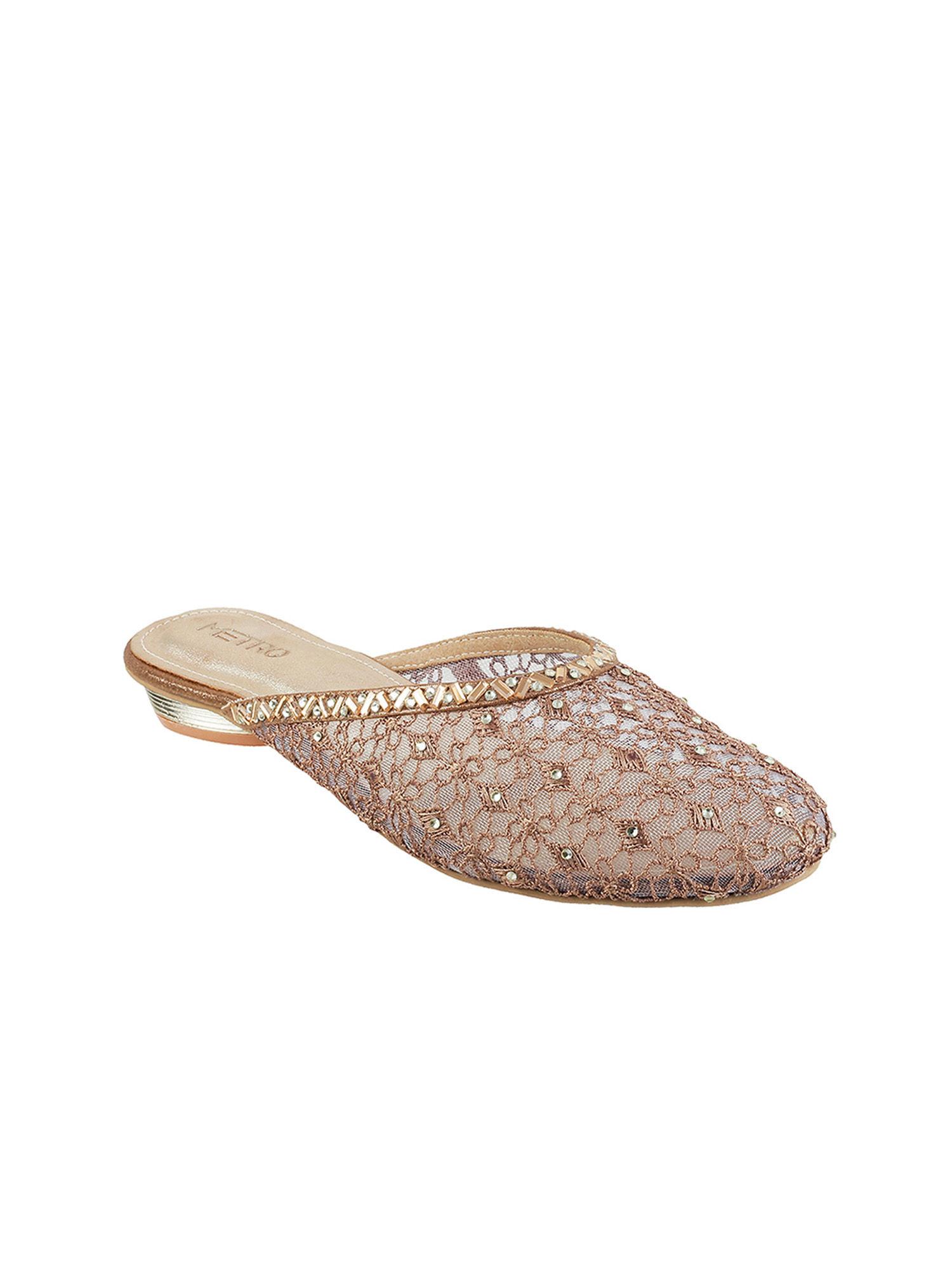 womens antique gold flat buntoesmetro antic-gold wedding slip ons