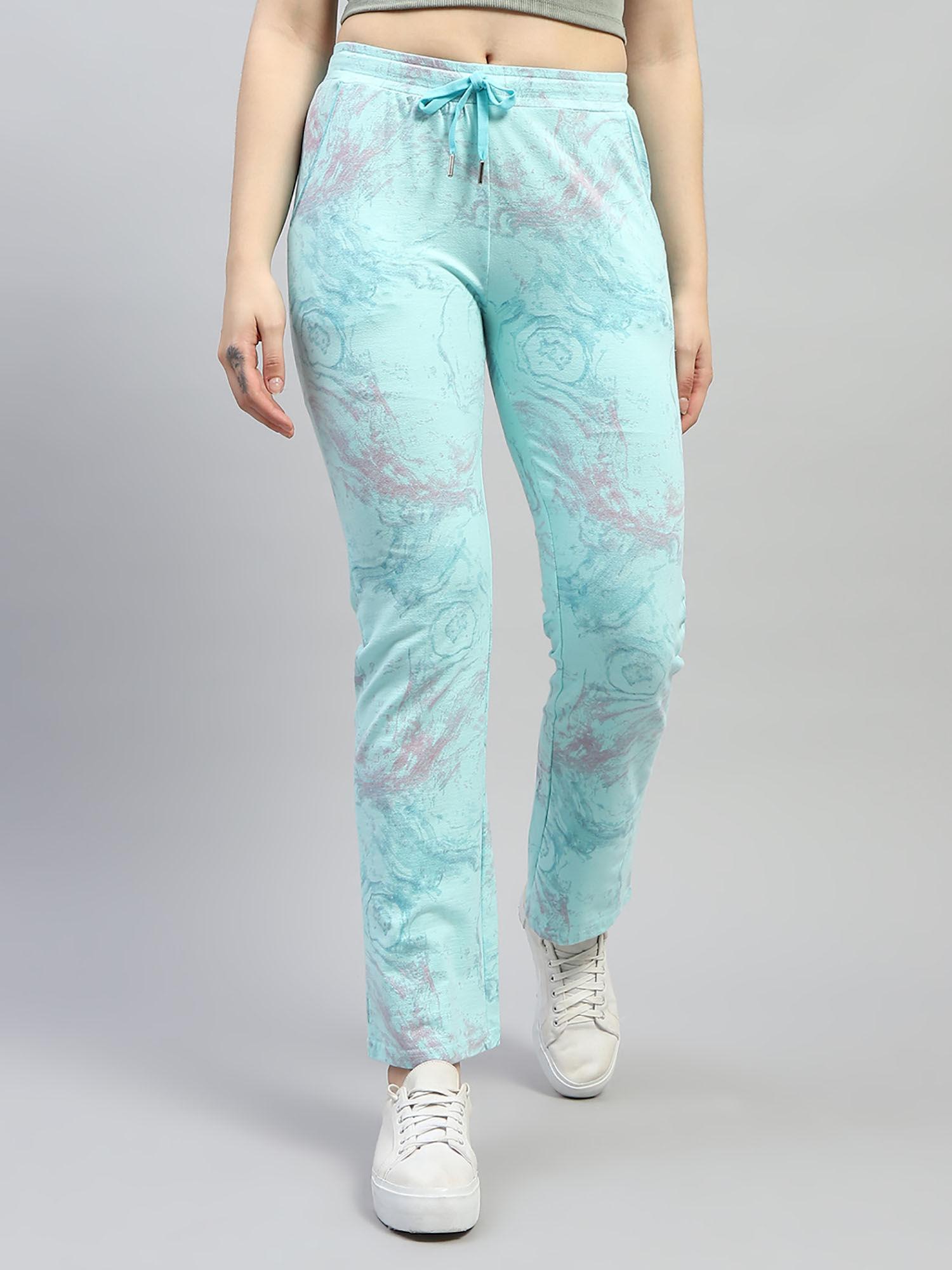 womens aqua printed regular fit lower trousers