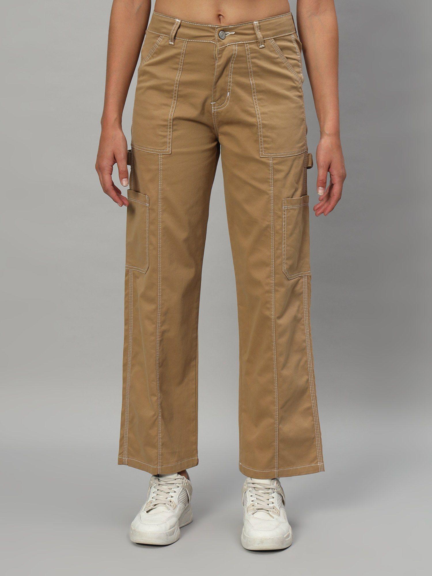 womens beige cargo trouser