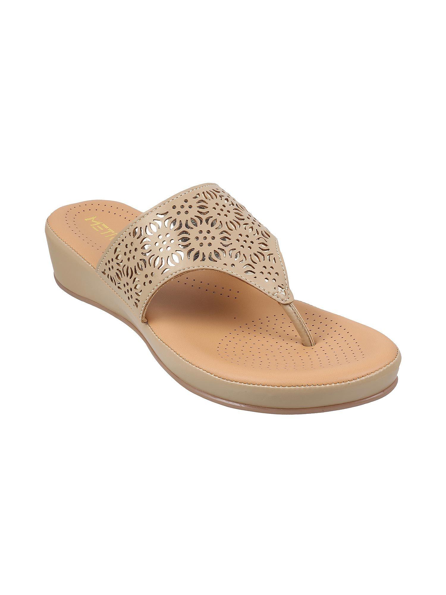 womens beige flat chappalsmetro women beige synthetic self design flipflops