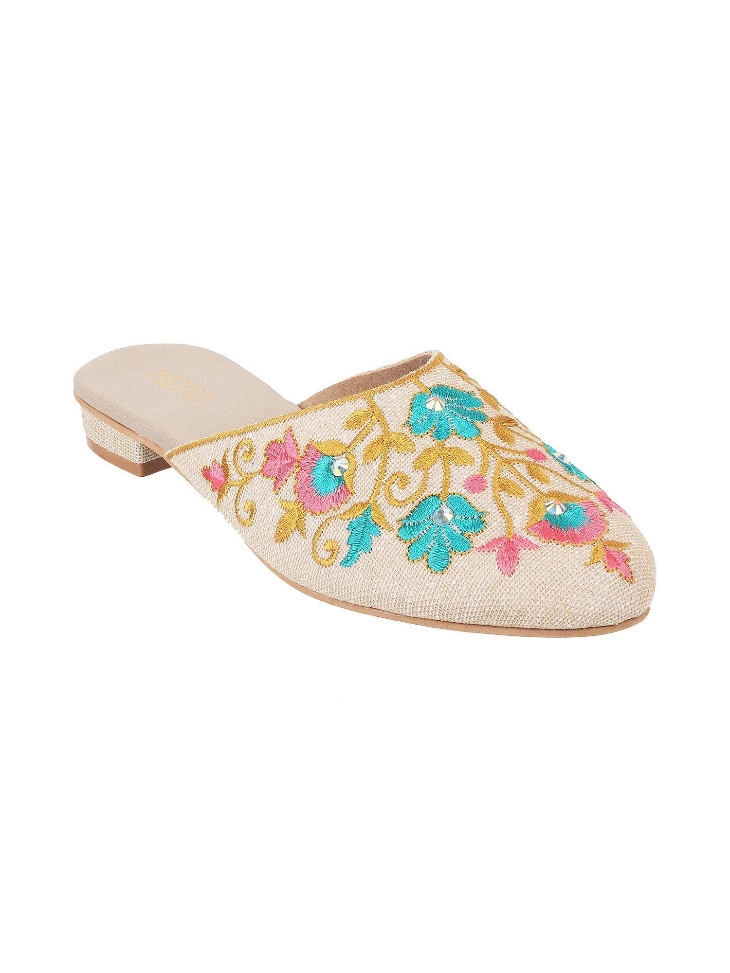 womens beige mules metro beige beaded embroidered women mules