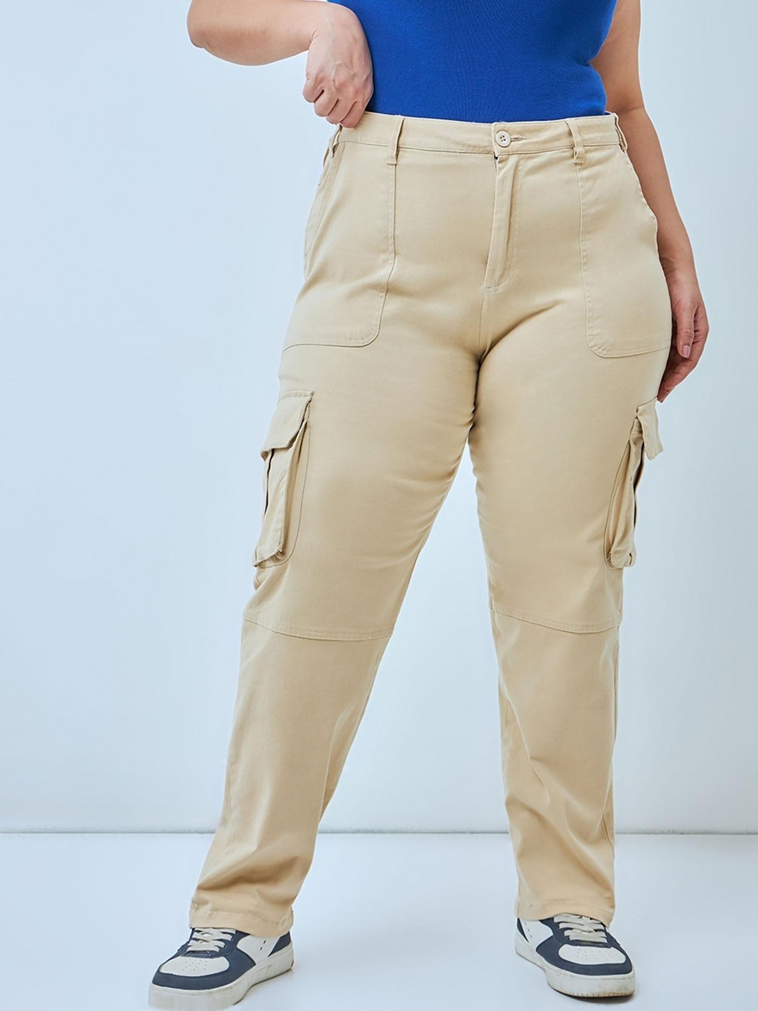 womens beige plus size cargo pant