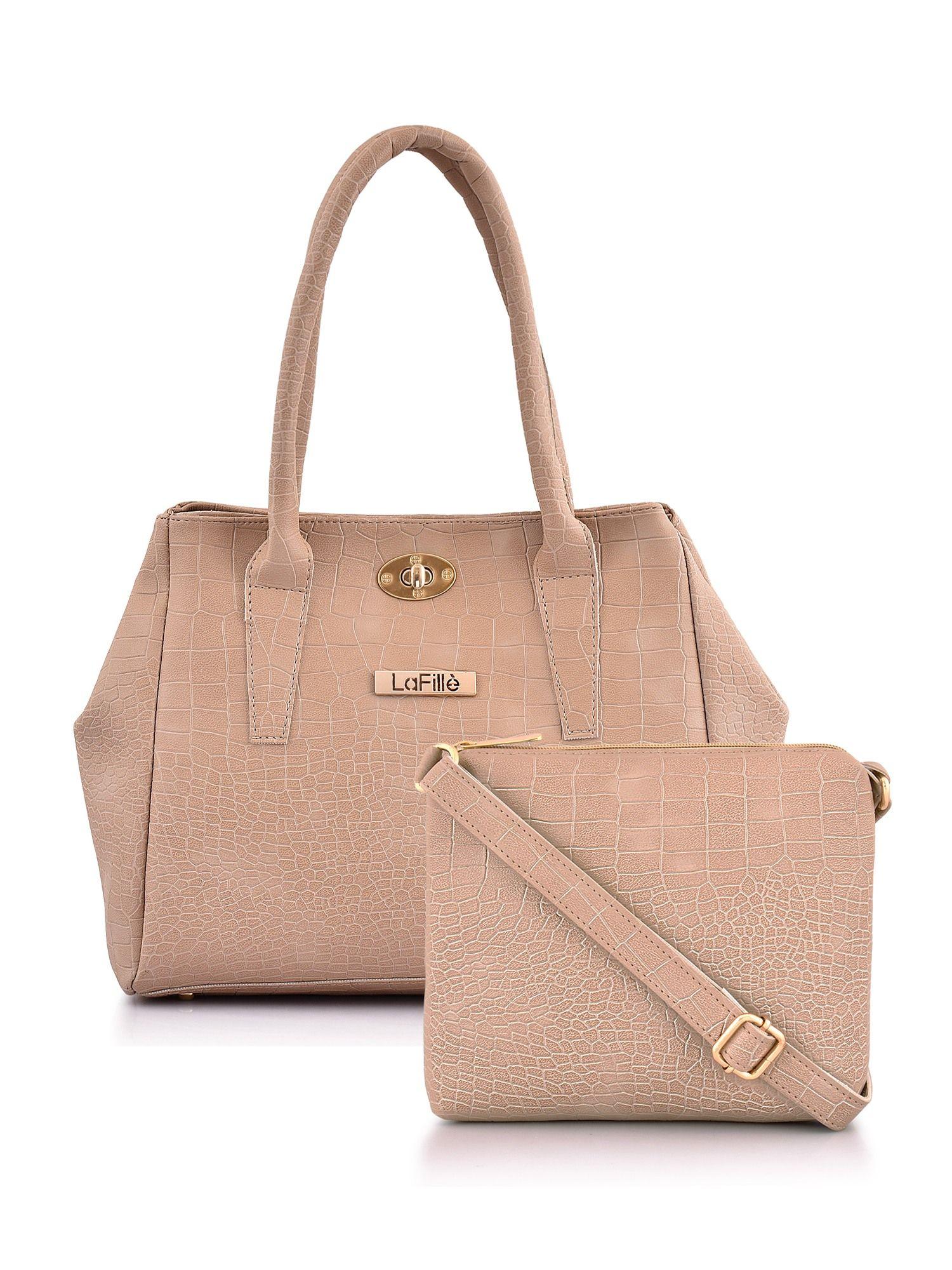 womens beige shoulder bags and sling combo set
