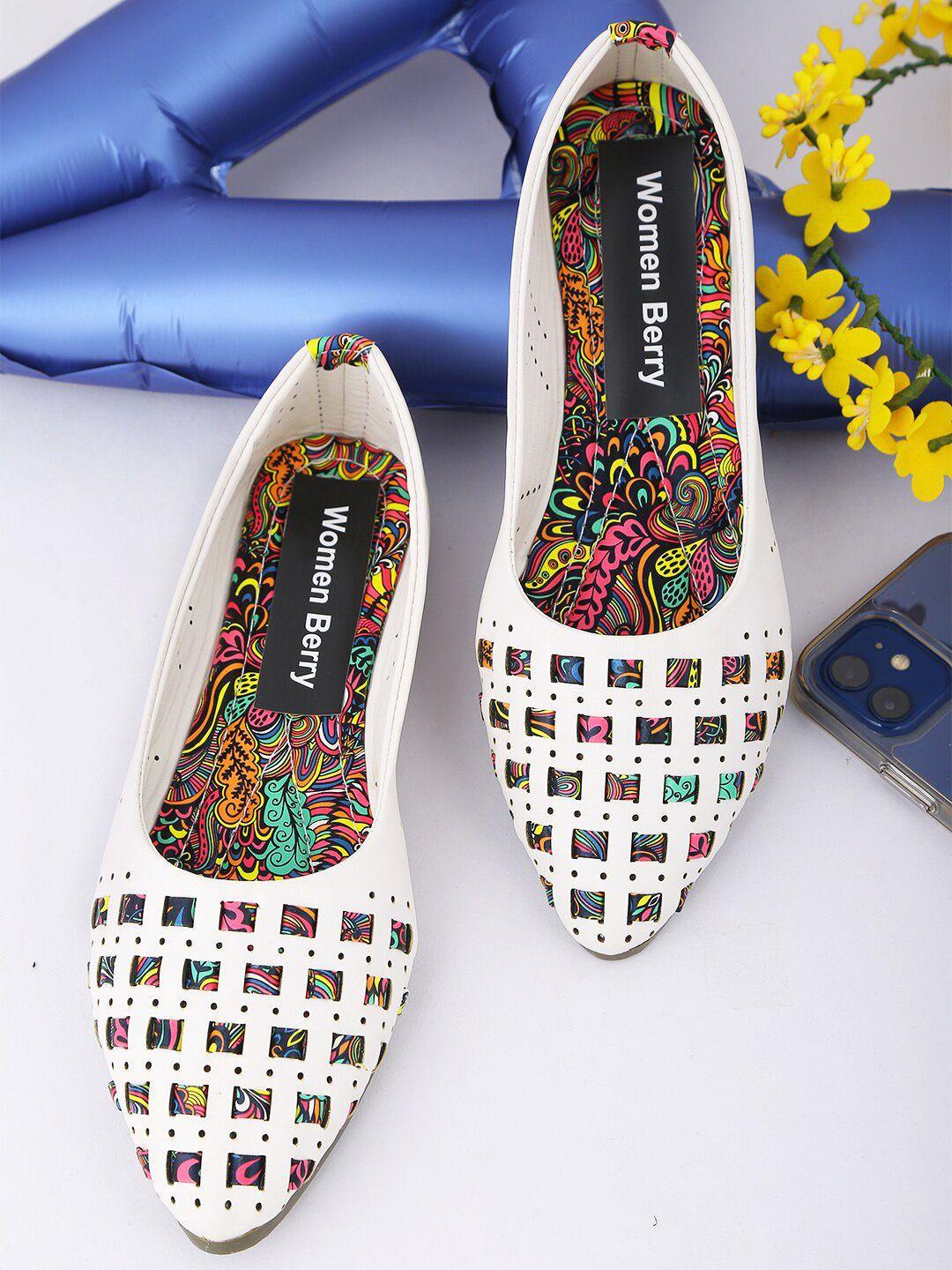 womens berry women printed laser cuts ballerinas flats