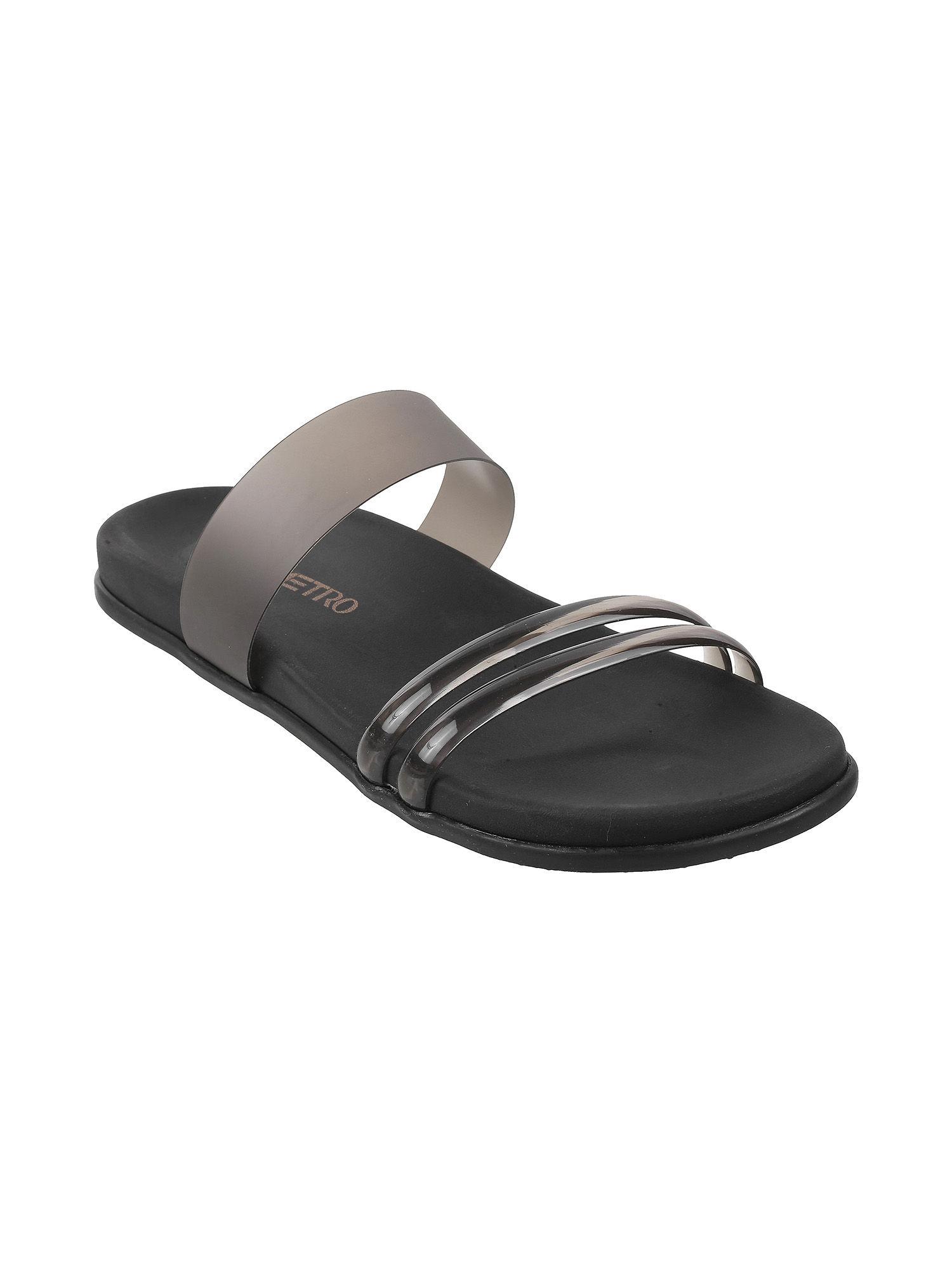 womens black flat mules metro plain black flats