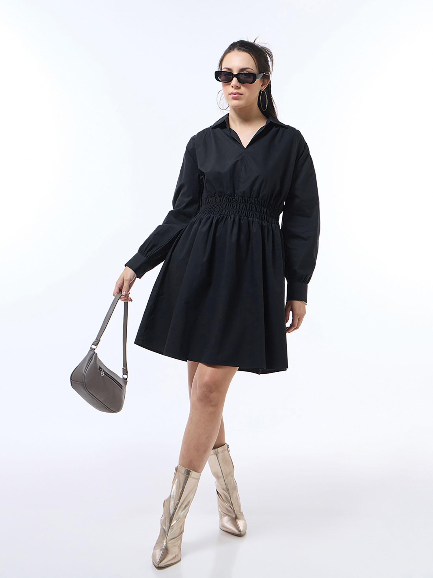 womens black oversized shirt dress