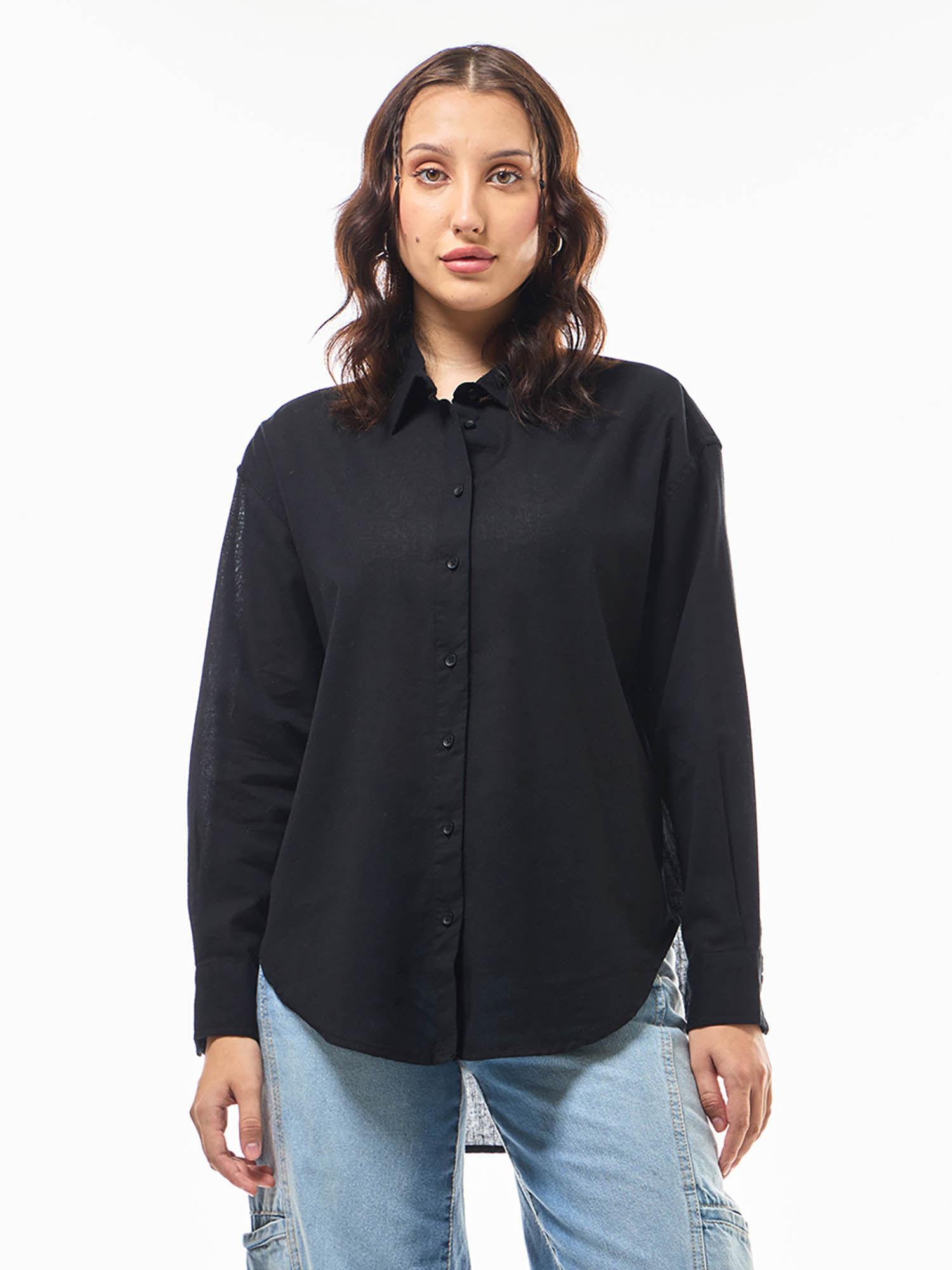 womens black oversized shirt