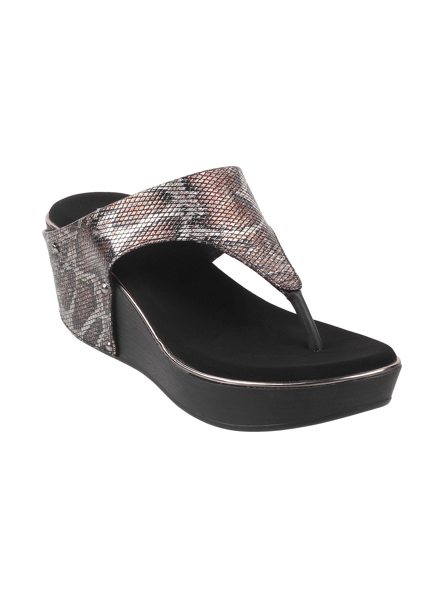 womens black platform heelsmetro black animal print wedges