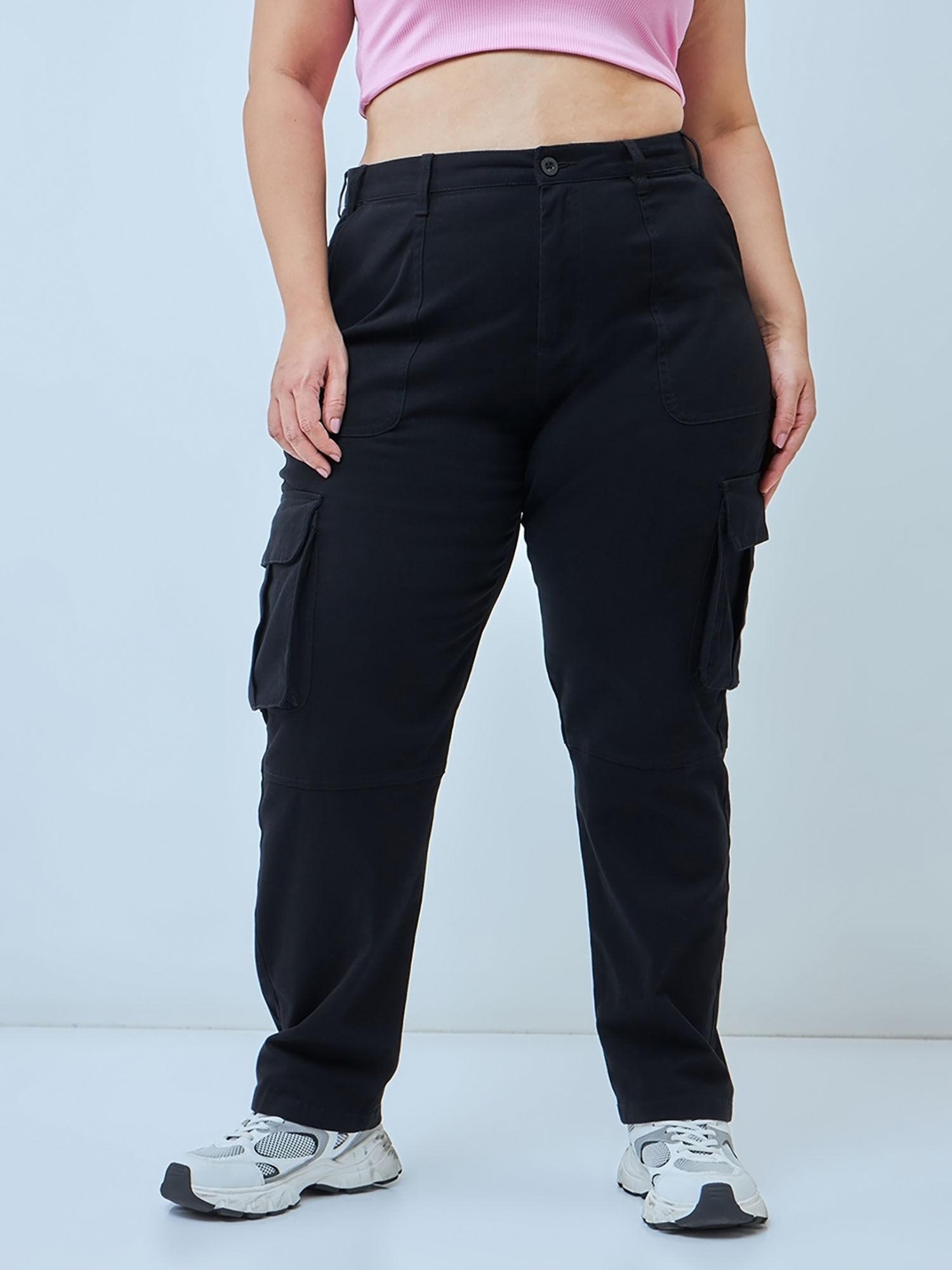 womens black plus size cargo pant