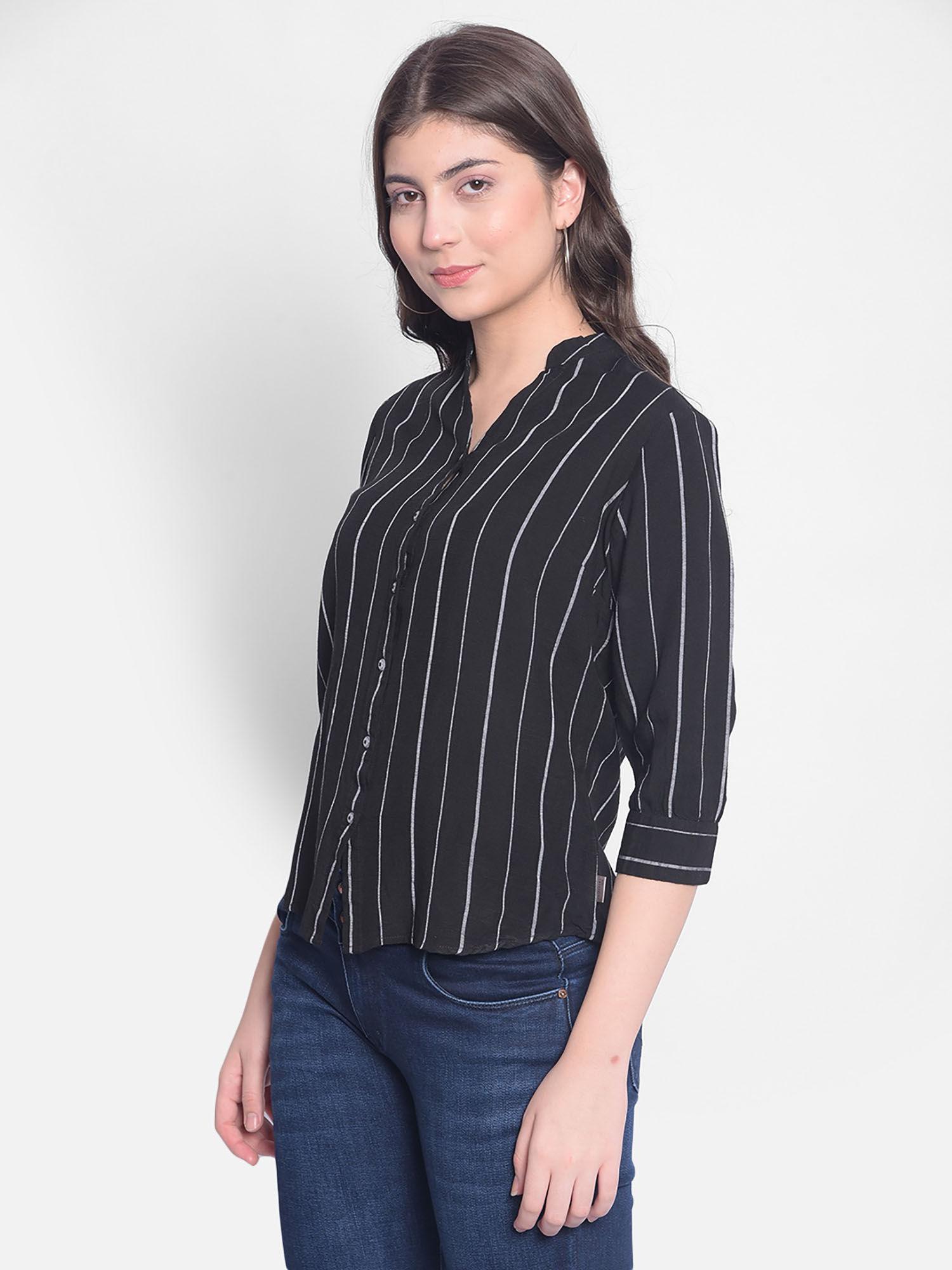 womens black striped shirt