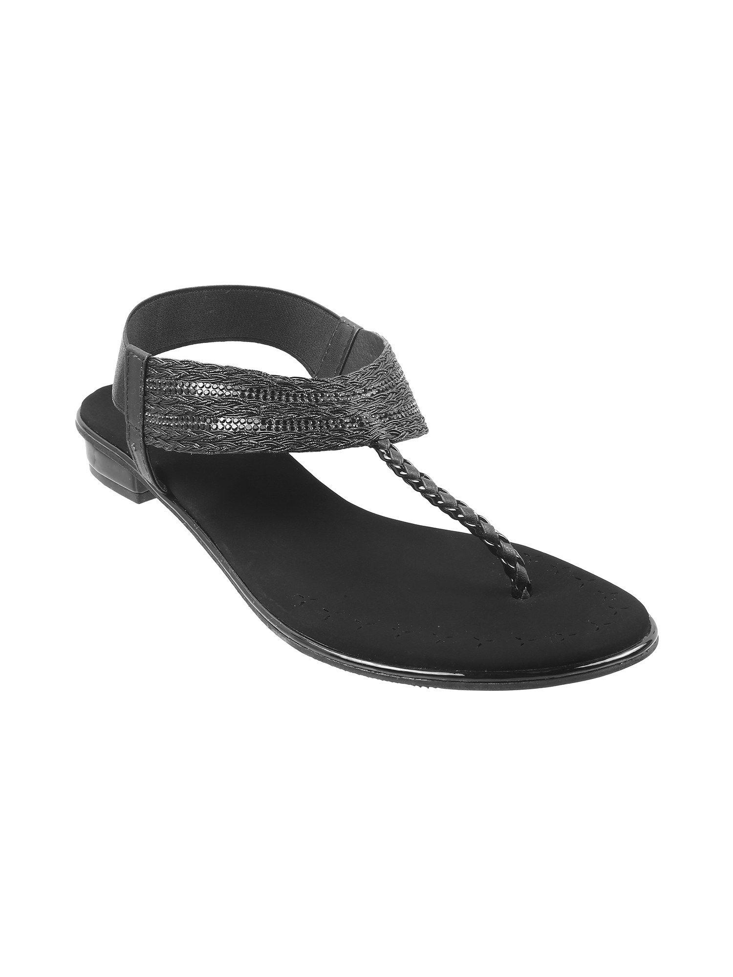 womens black synthetic sandals