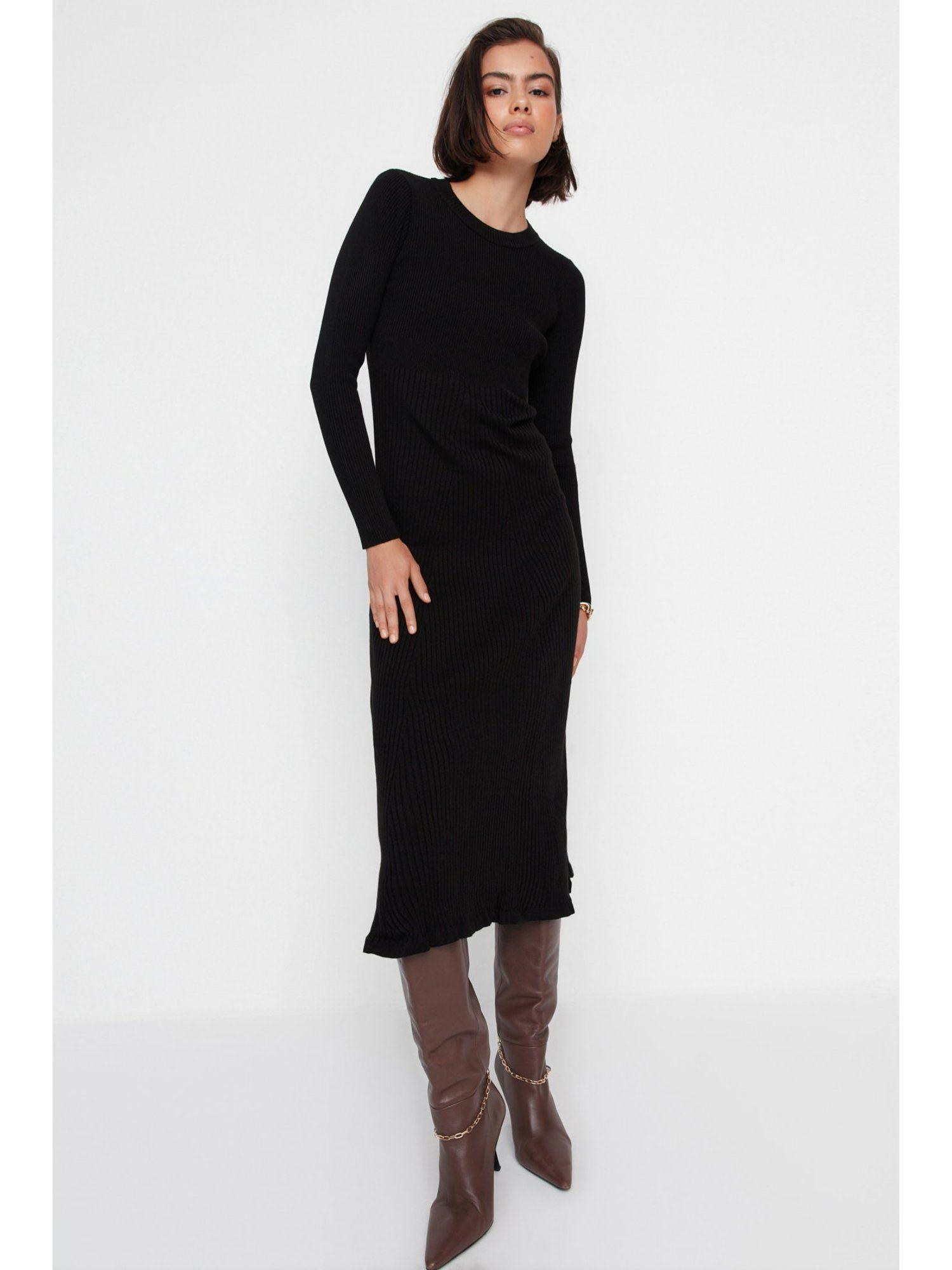 womens black textured dress