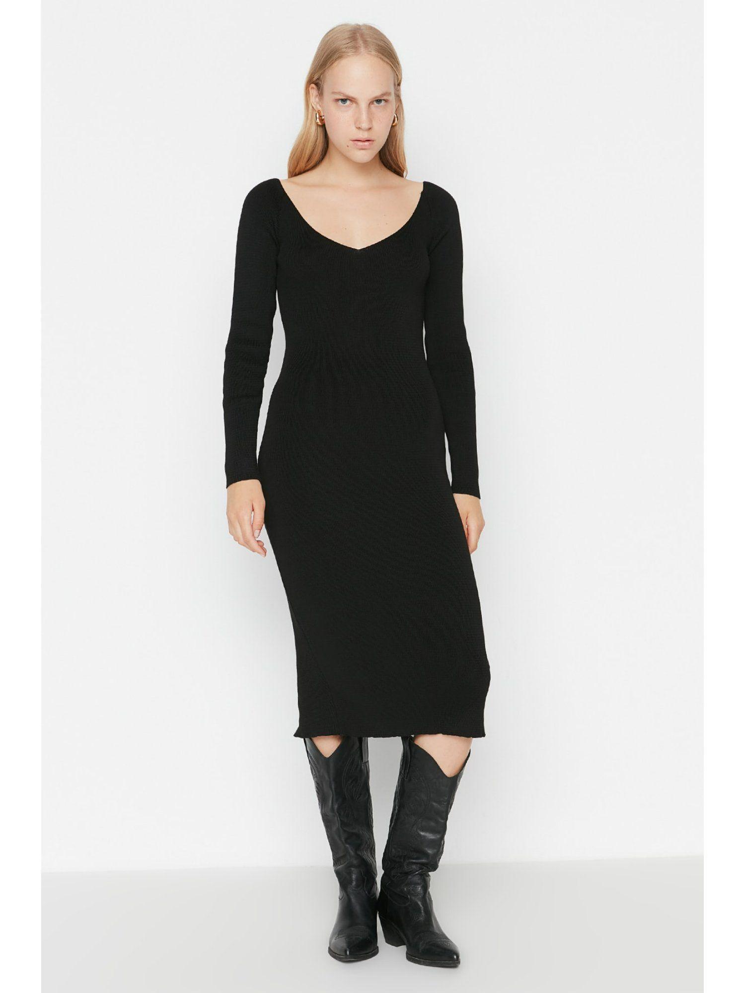 womens black textured dress