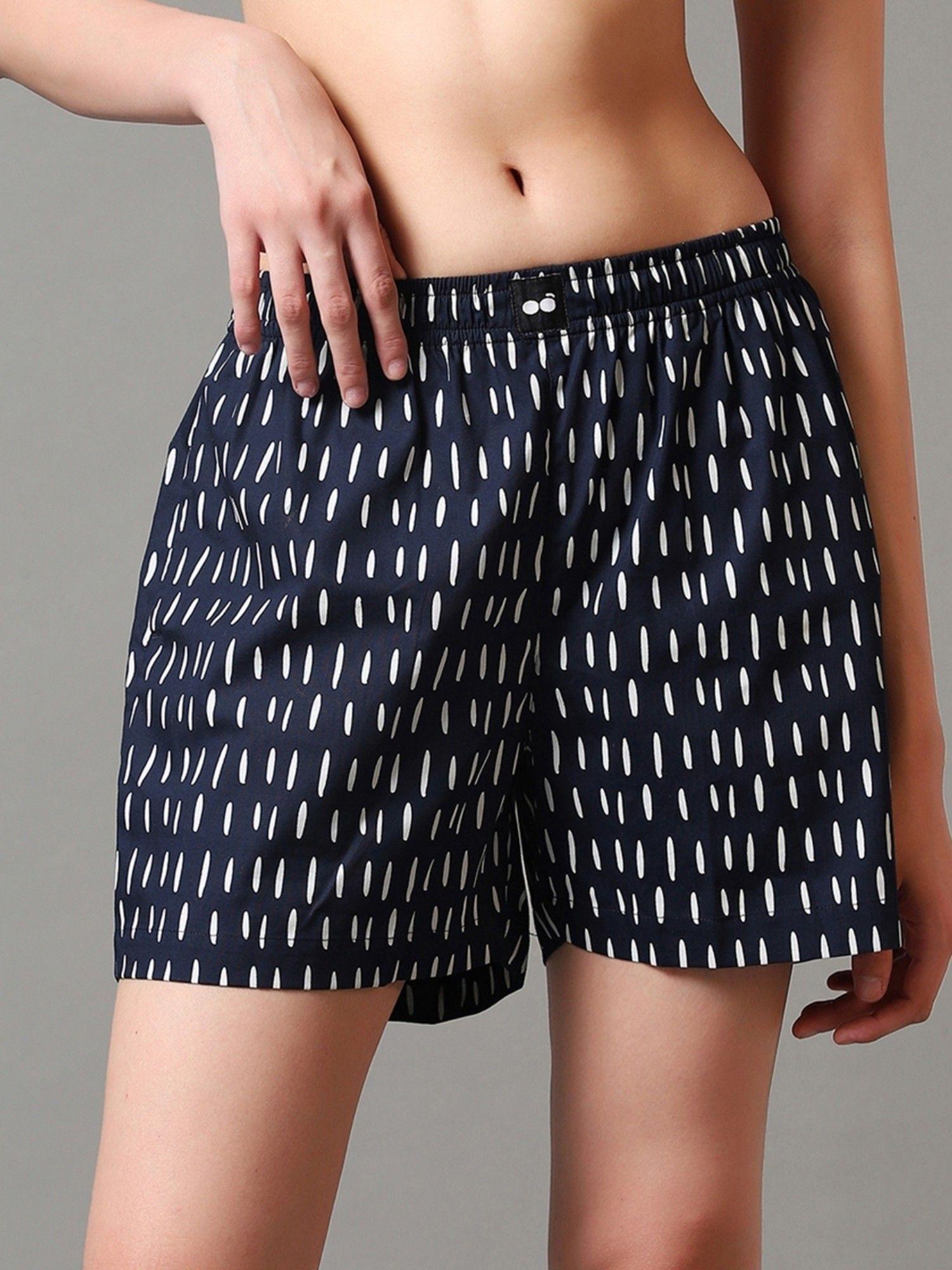 womens blue all over printed plus size boxer shorts