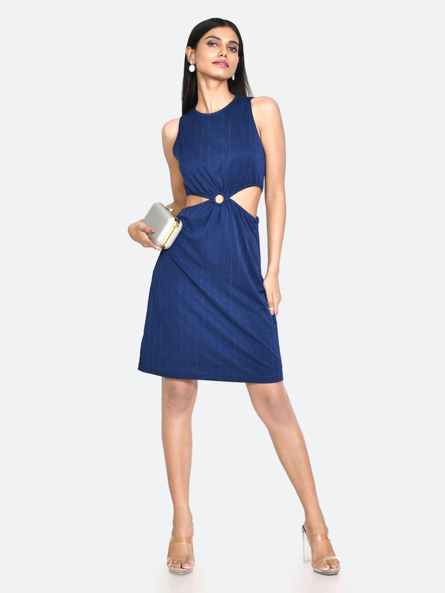 womens blue embellished mini dress