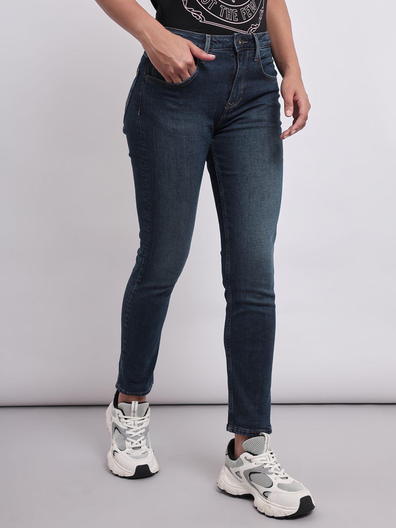 womens blue high waist jeans