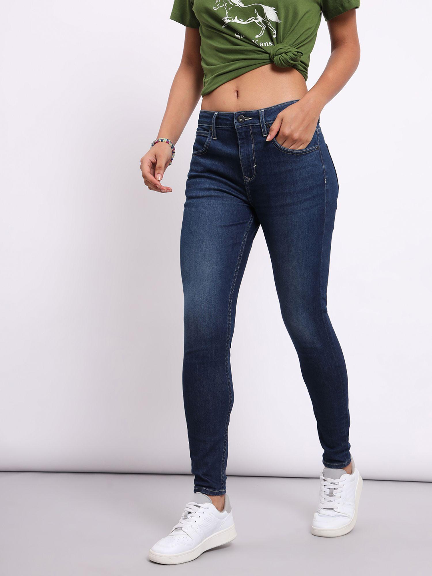 womens blue high waist jeans