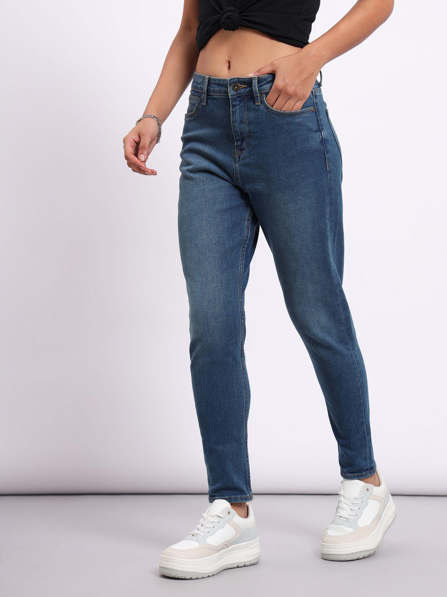 womens blue high waist jeans