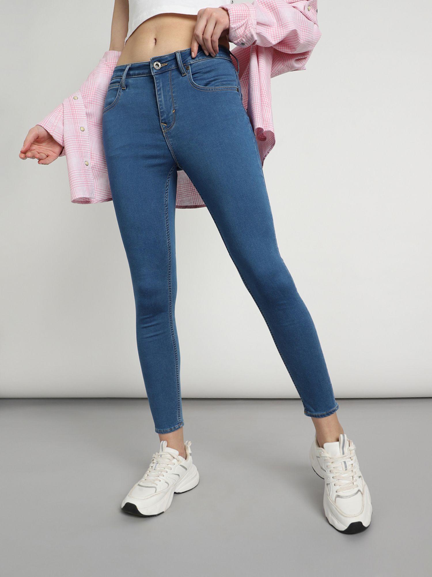 womens blue high waist jeans