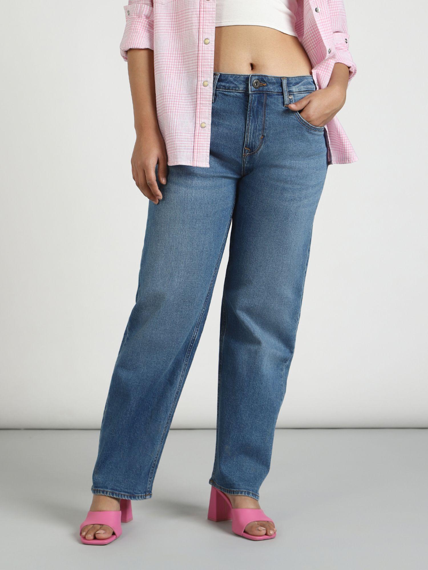 womens blue high waist jeans