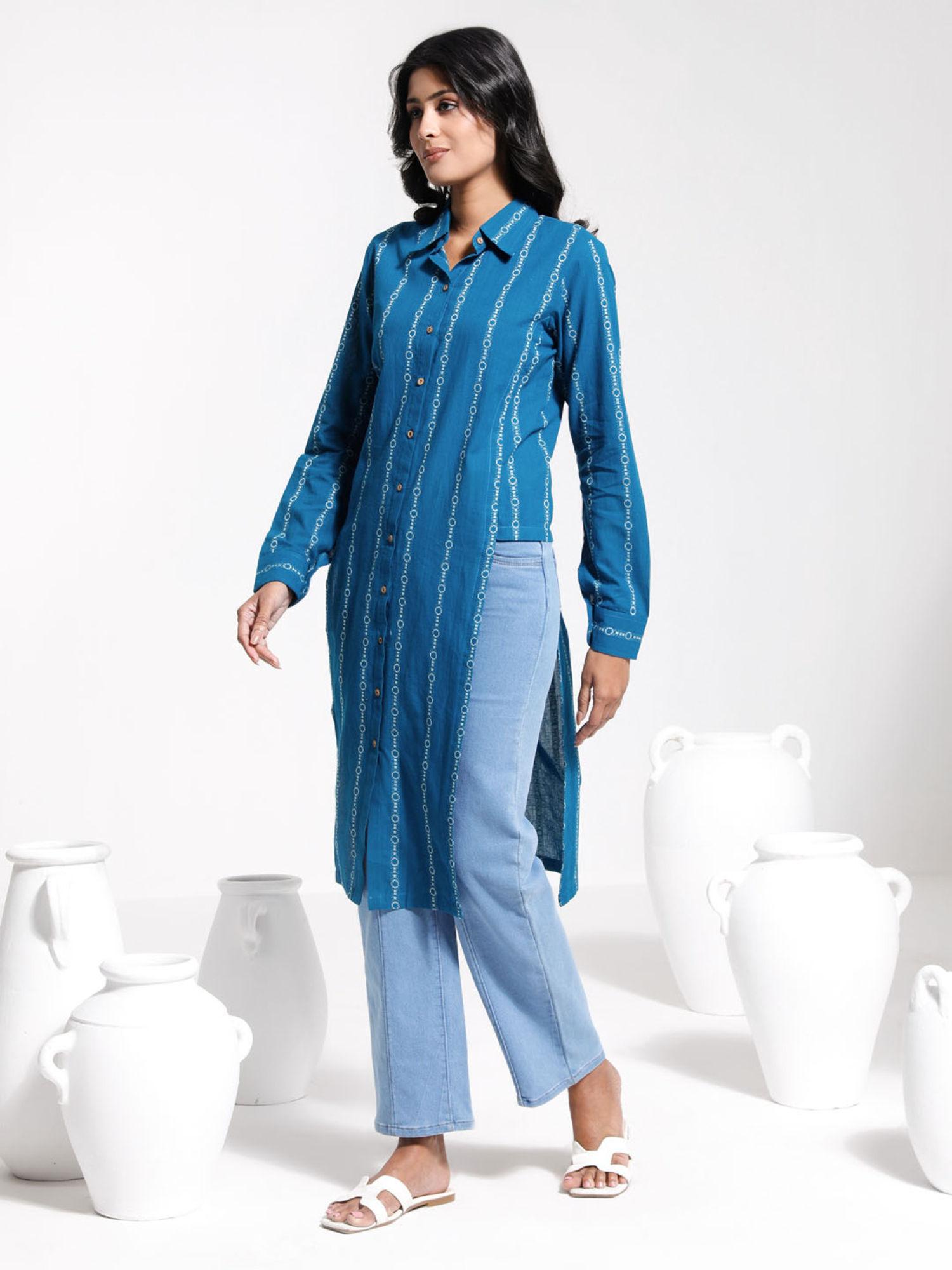 womens blue kurta