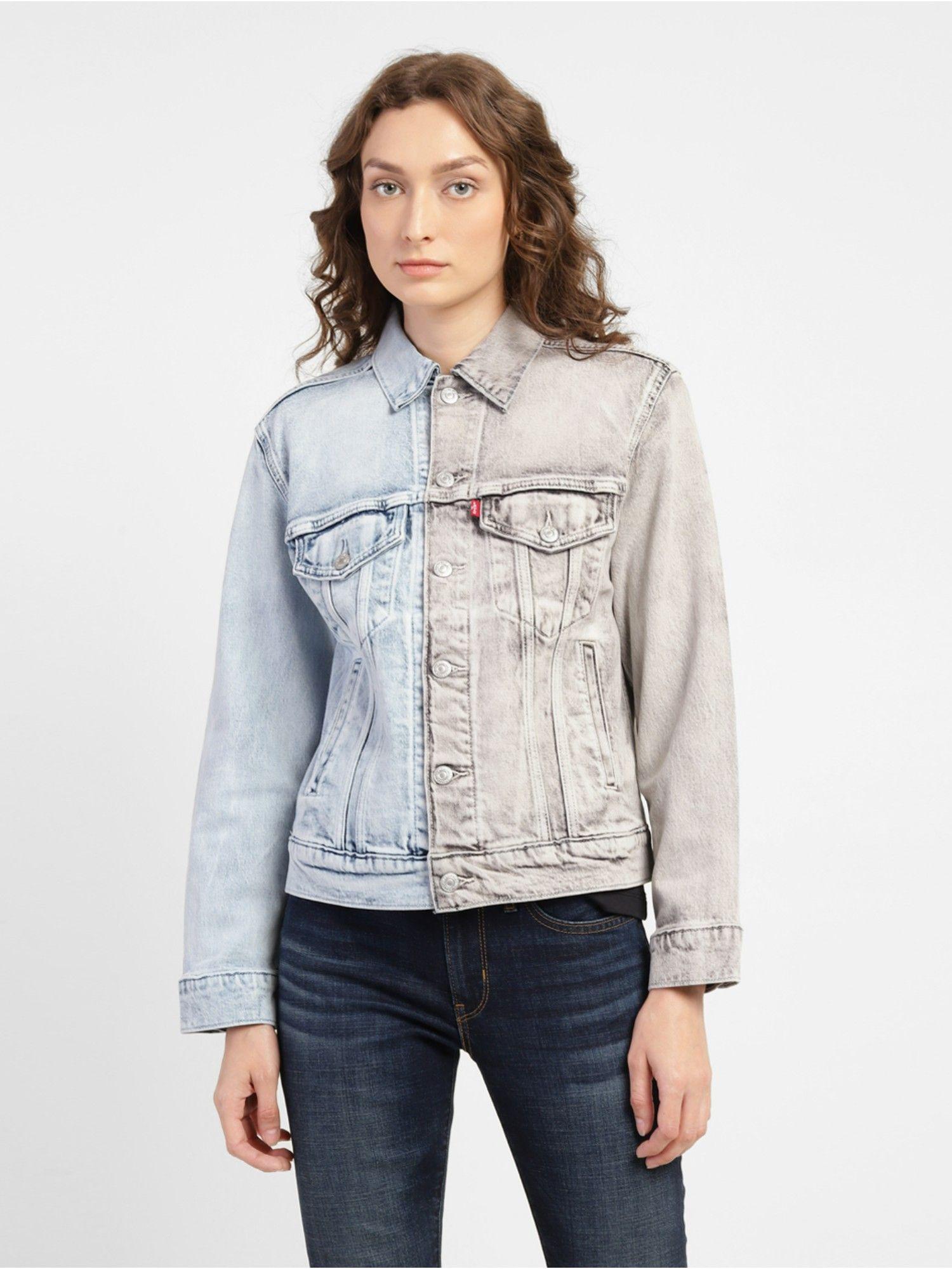 womens blue loose fit denim jacket