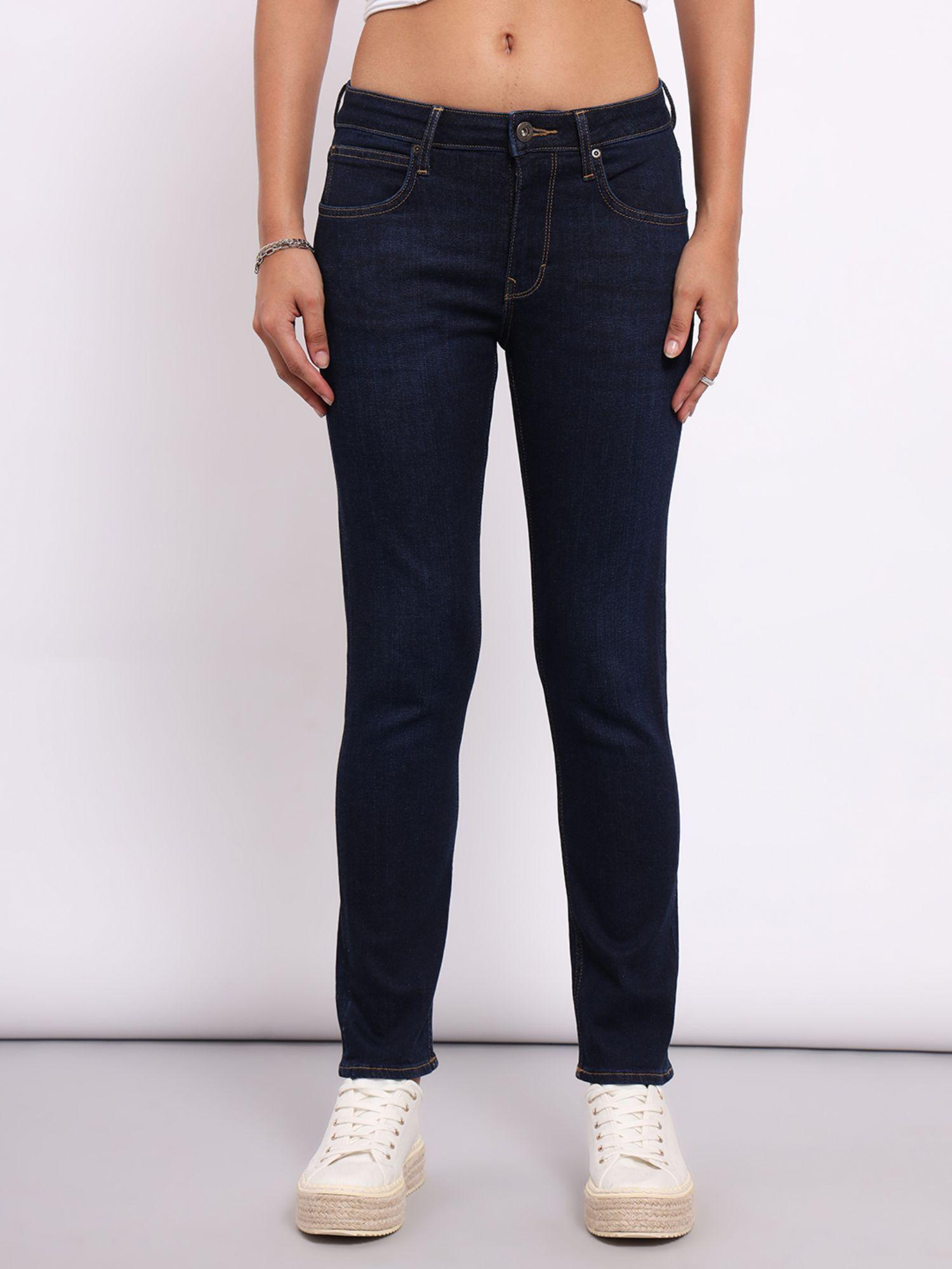 womens blue mid waist jeans