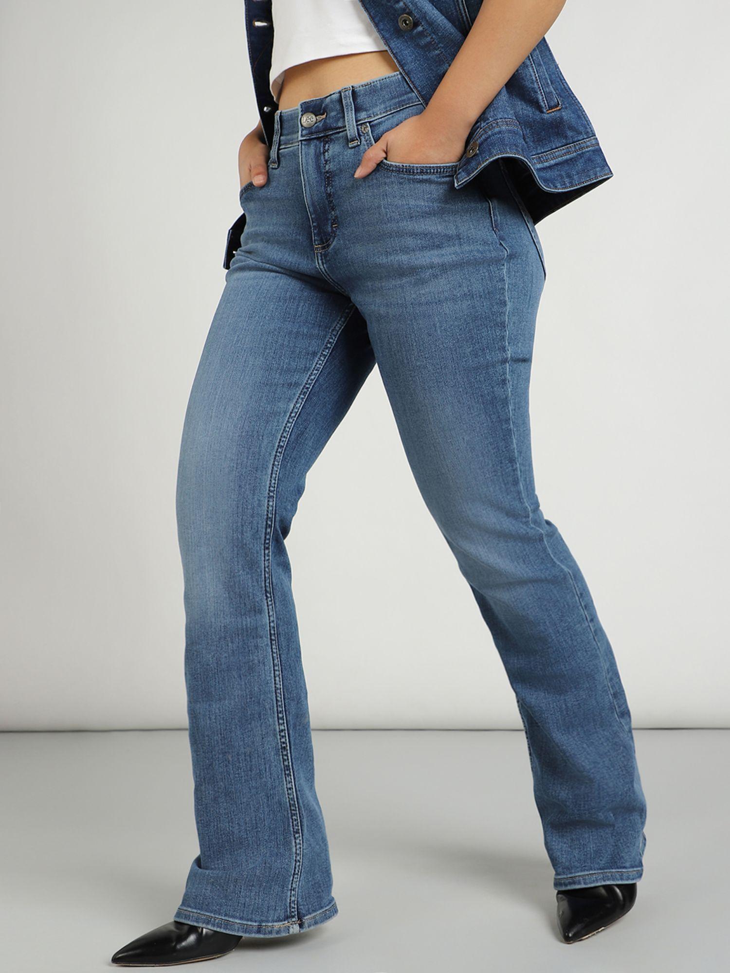 womens blue mid waist jeans