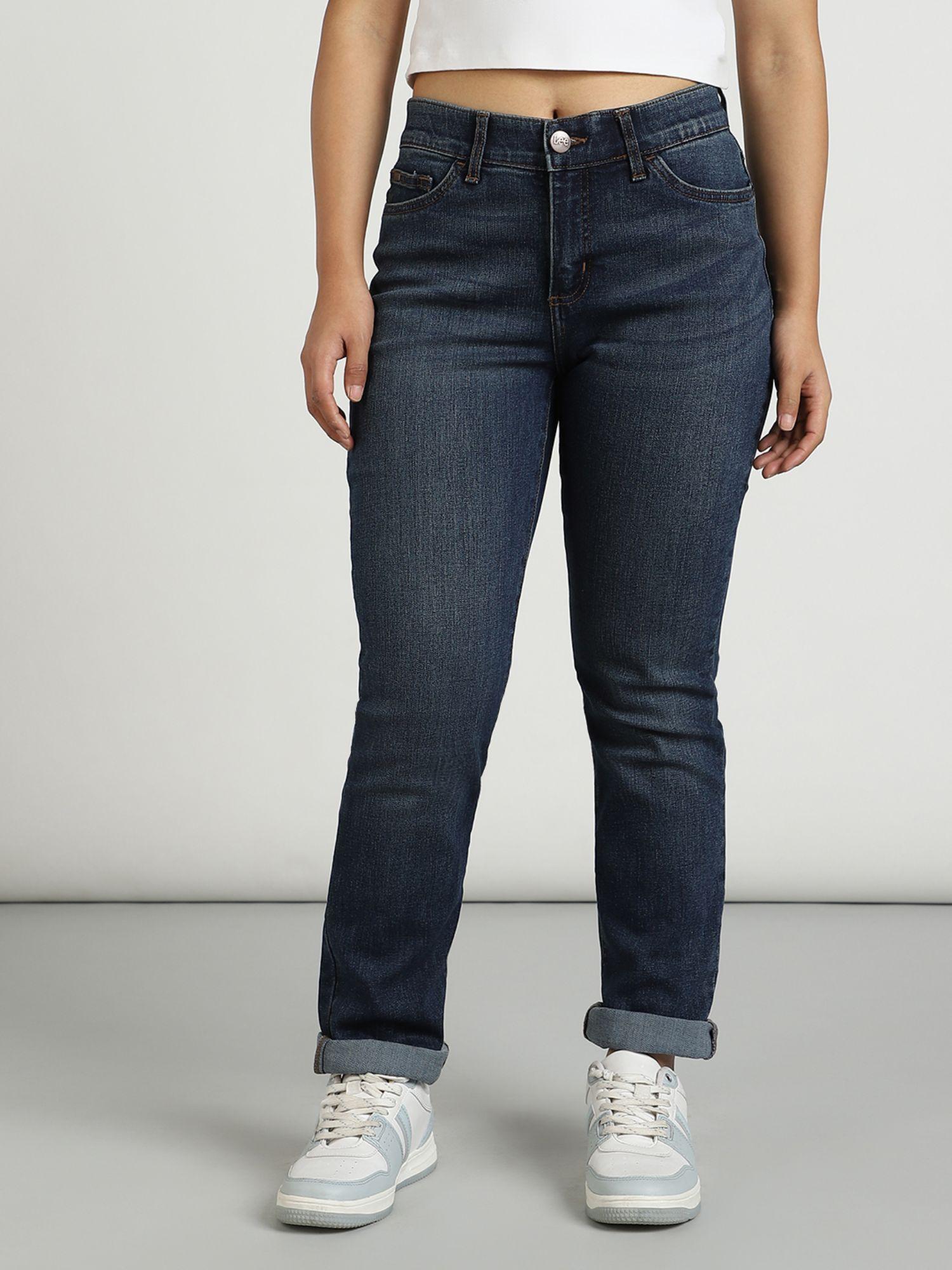 womens blue mid waist jeans