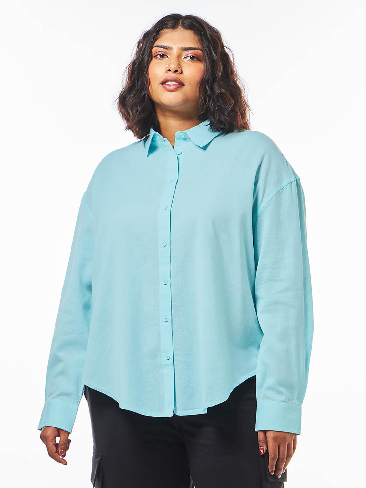 womens blue oversized plus size shirt