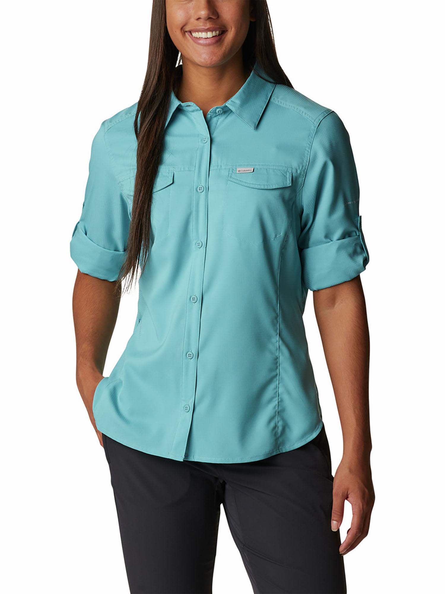 womens blue polyester full sleeve silver ridge lite shirt