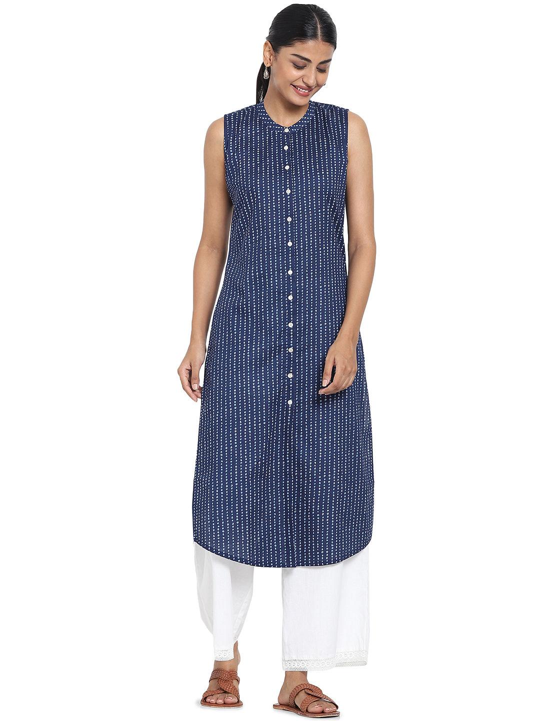 womens blue printed kurta