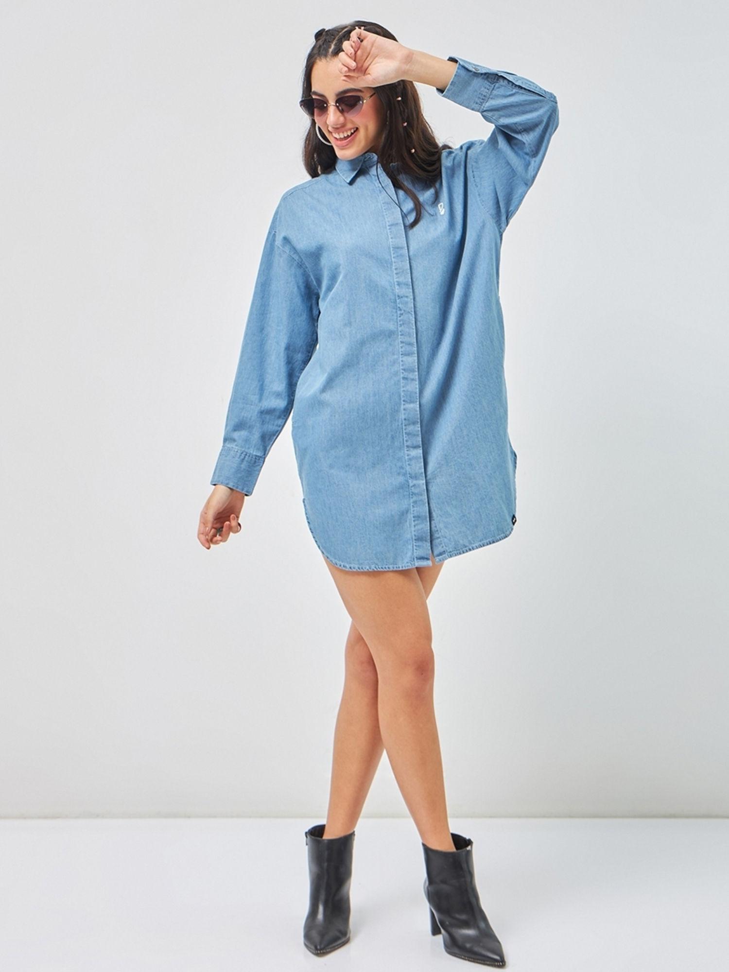 womens blue queen typography super loose fit shirt dress