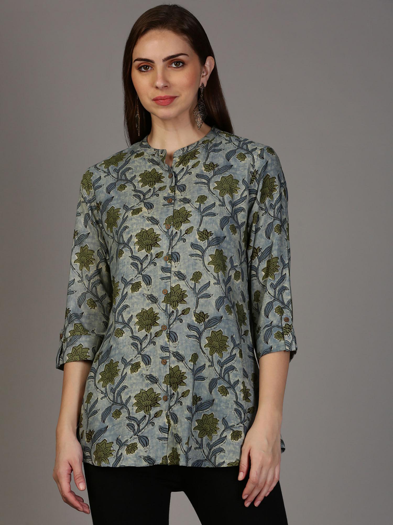 womens blue rayon paisley printed tunic