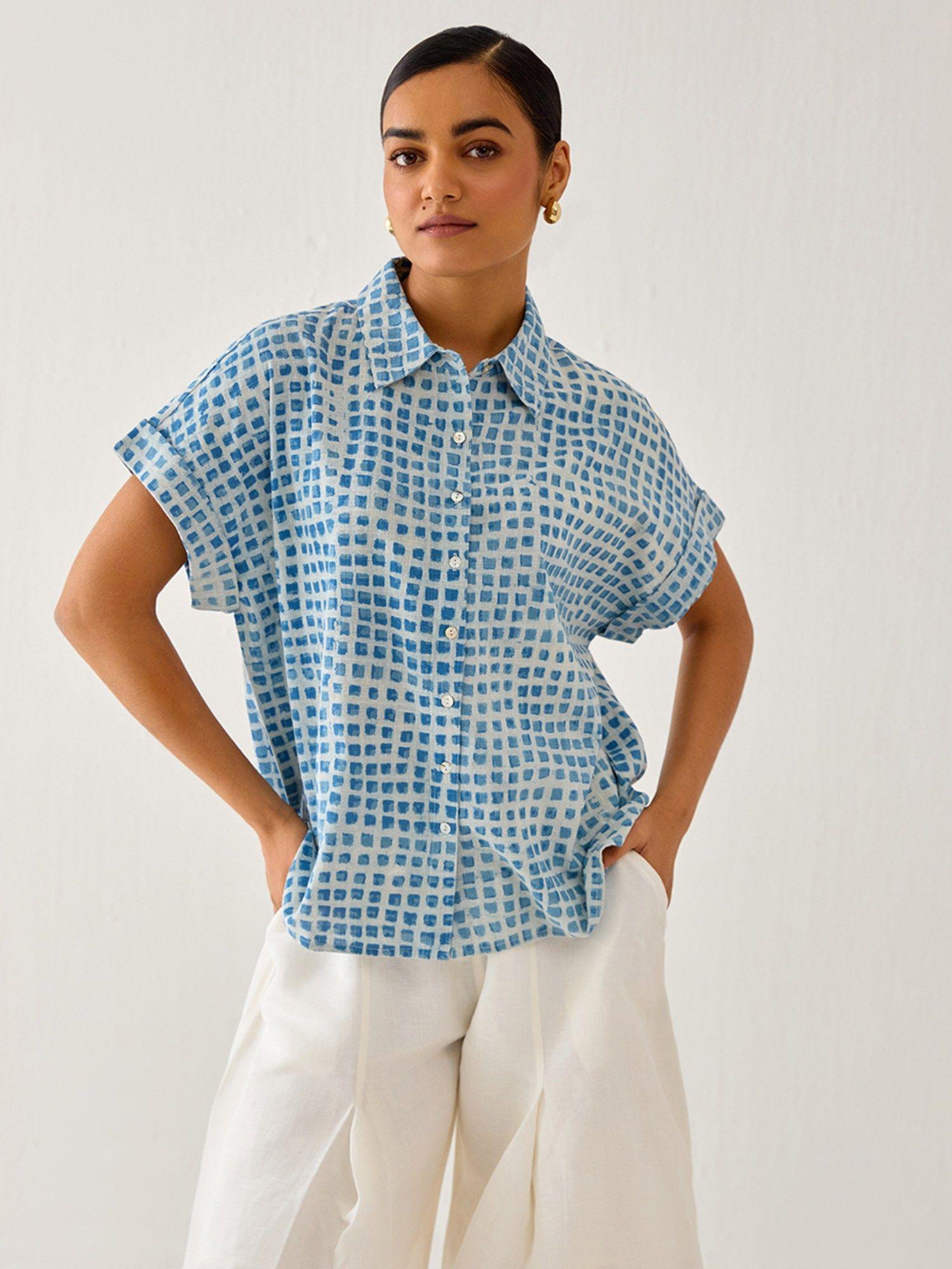 womens blue rosh boxy shirt