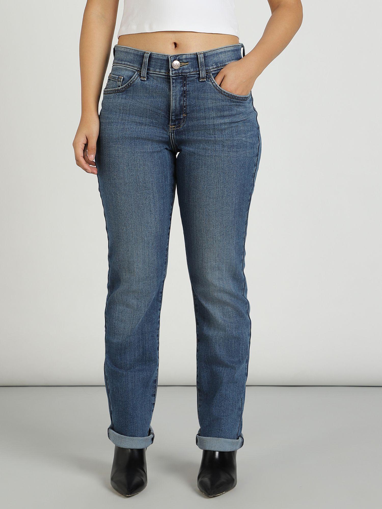 womens blue straight jeans