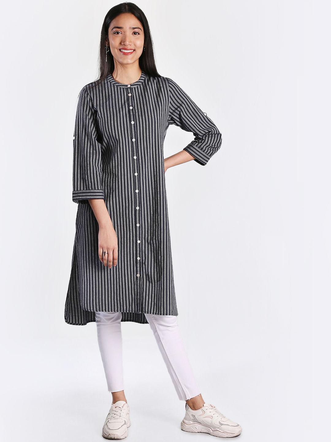 womens blue striped kurta