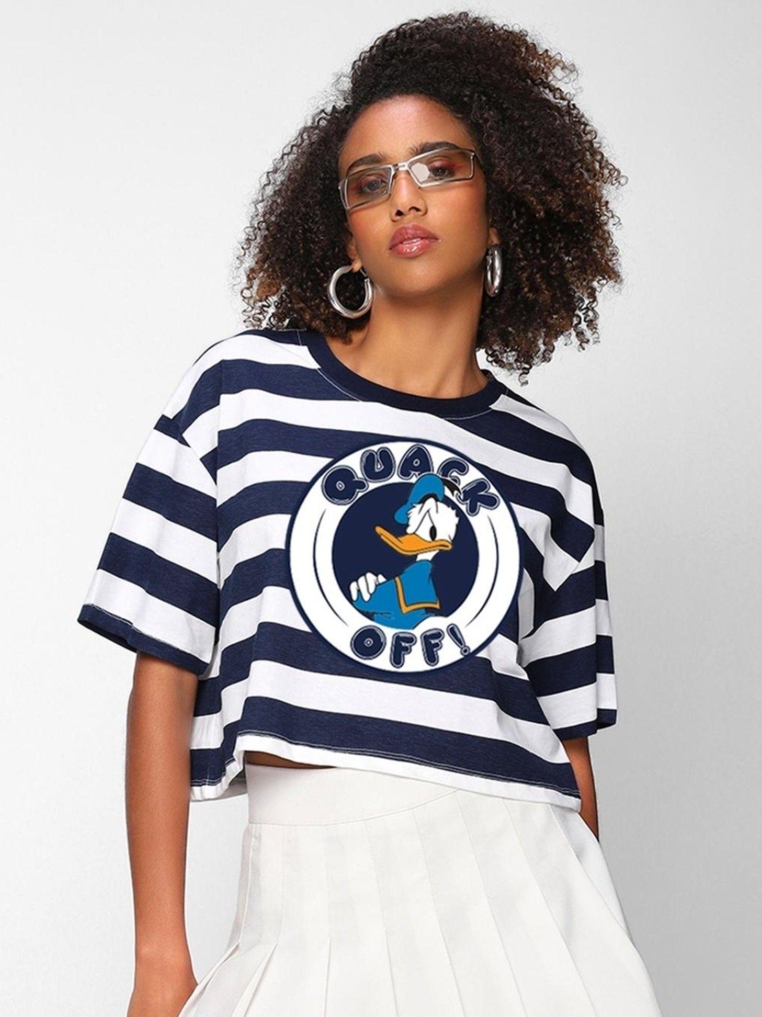 womens blue stripes anti-fit t-shirt