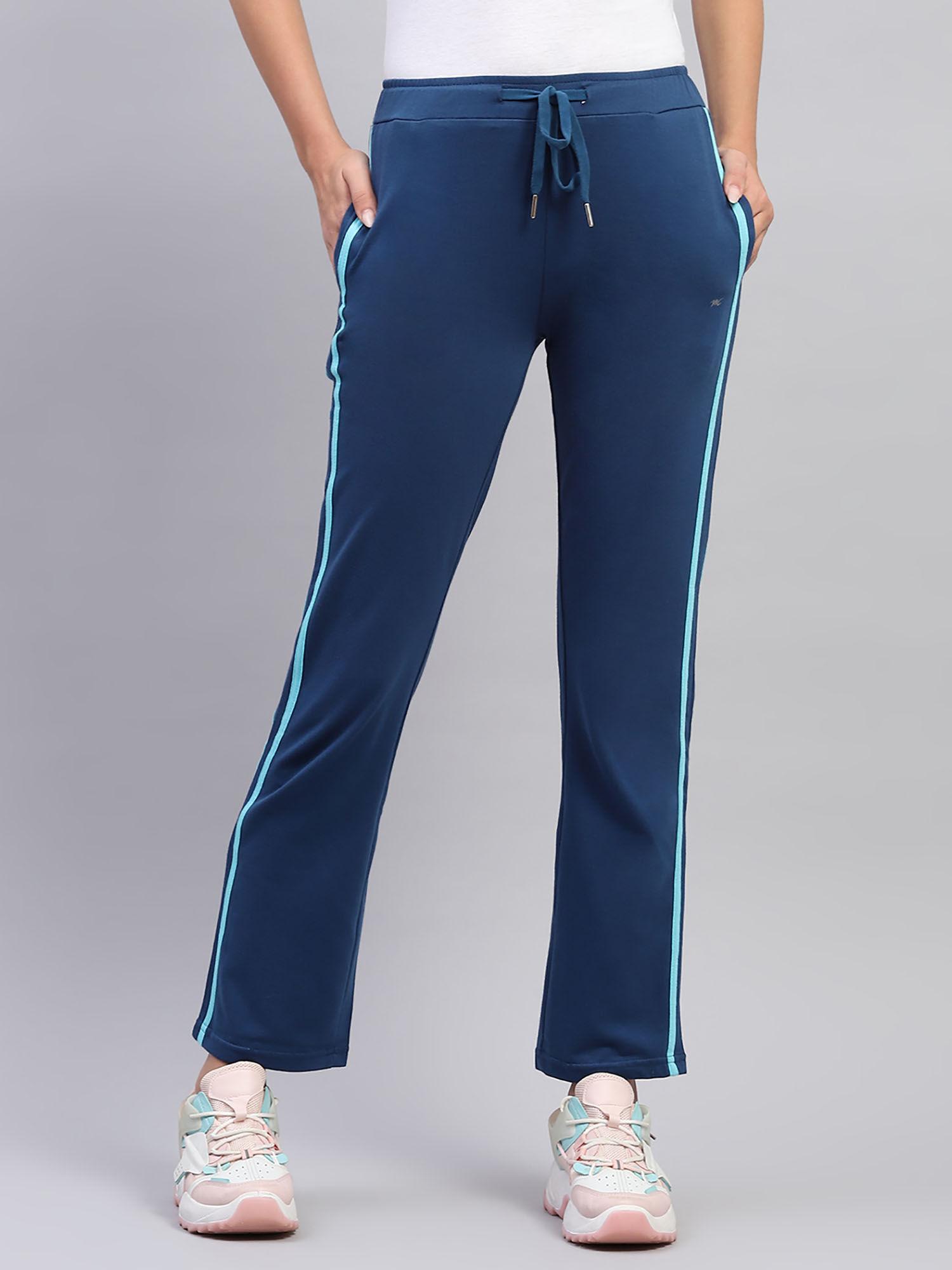 womens blue stripes regular fit lower trousers