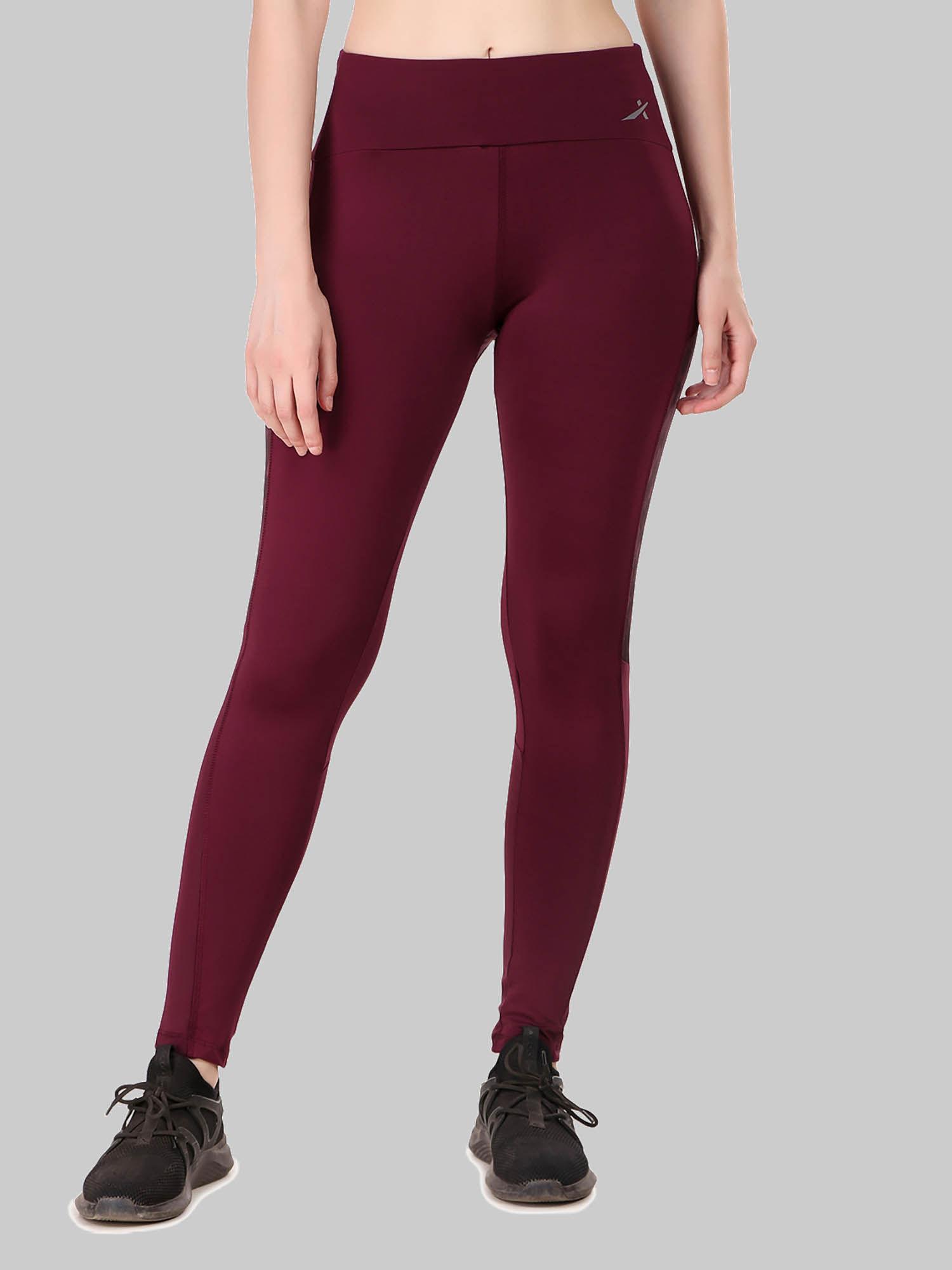 womens body fit full length tights burgundy