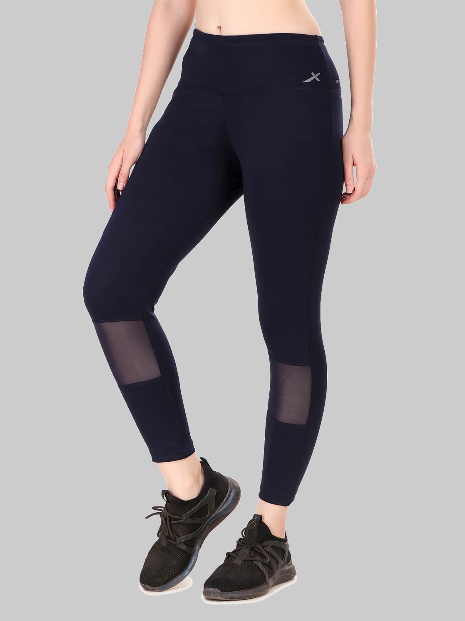 womens body fit full length tights navy blue