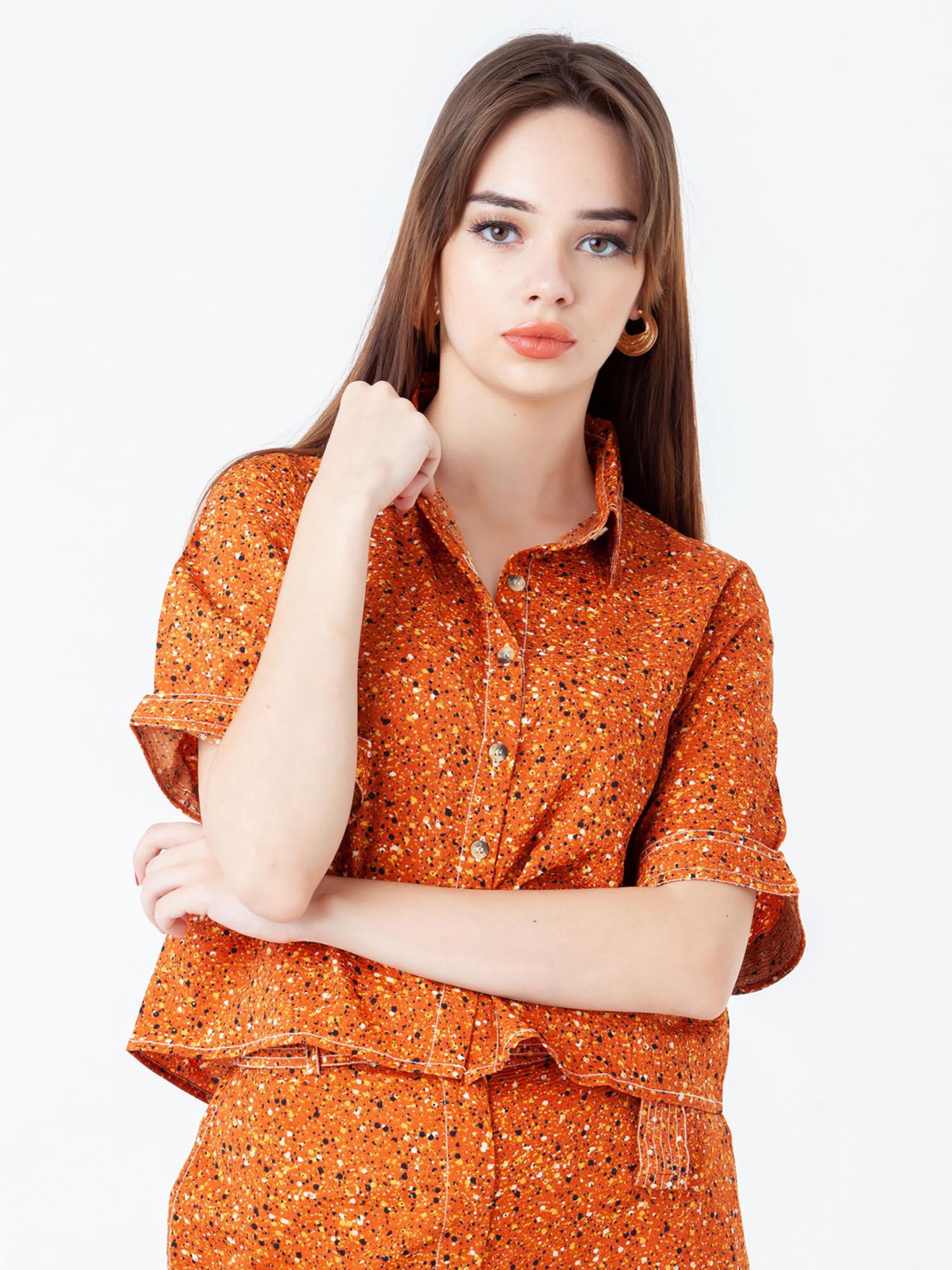 womens brown abstract shirt