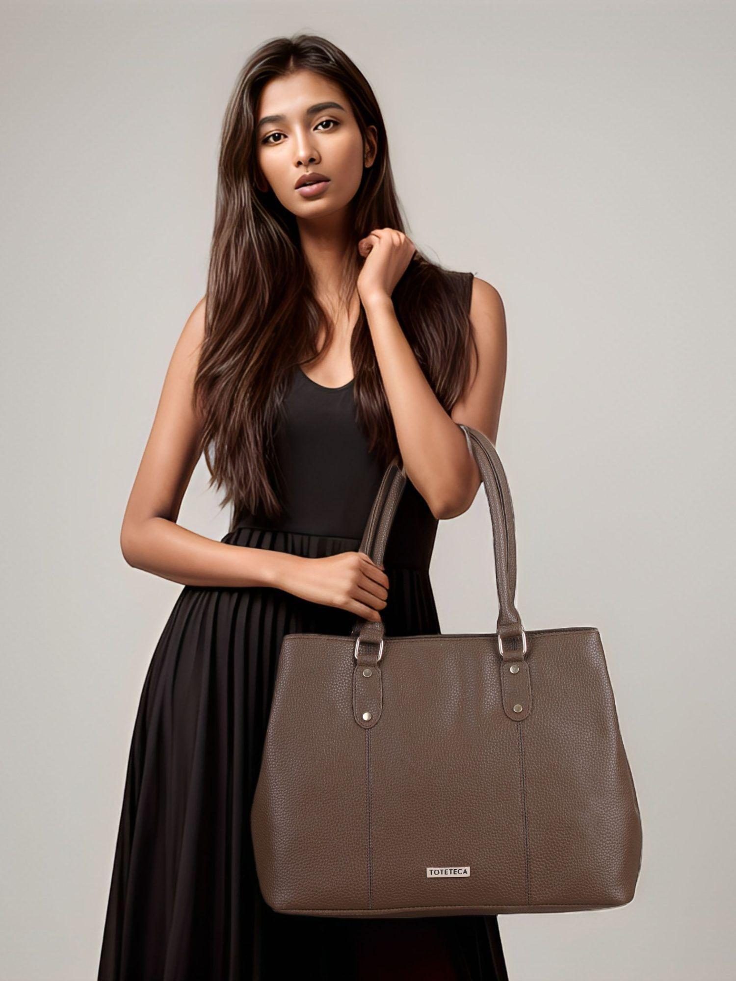 womens brown multi compartment shoulder bag