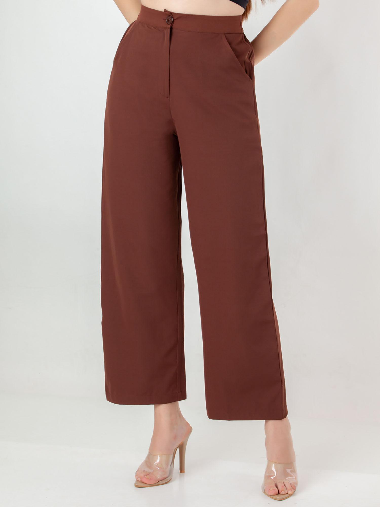 womens brown solid/plain trouser