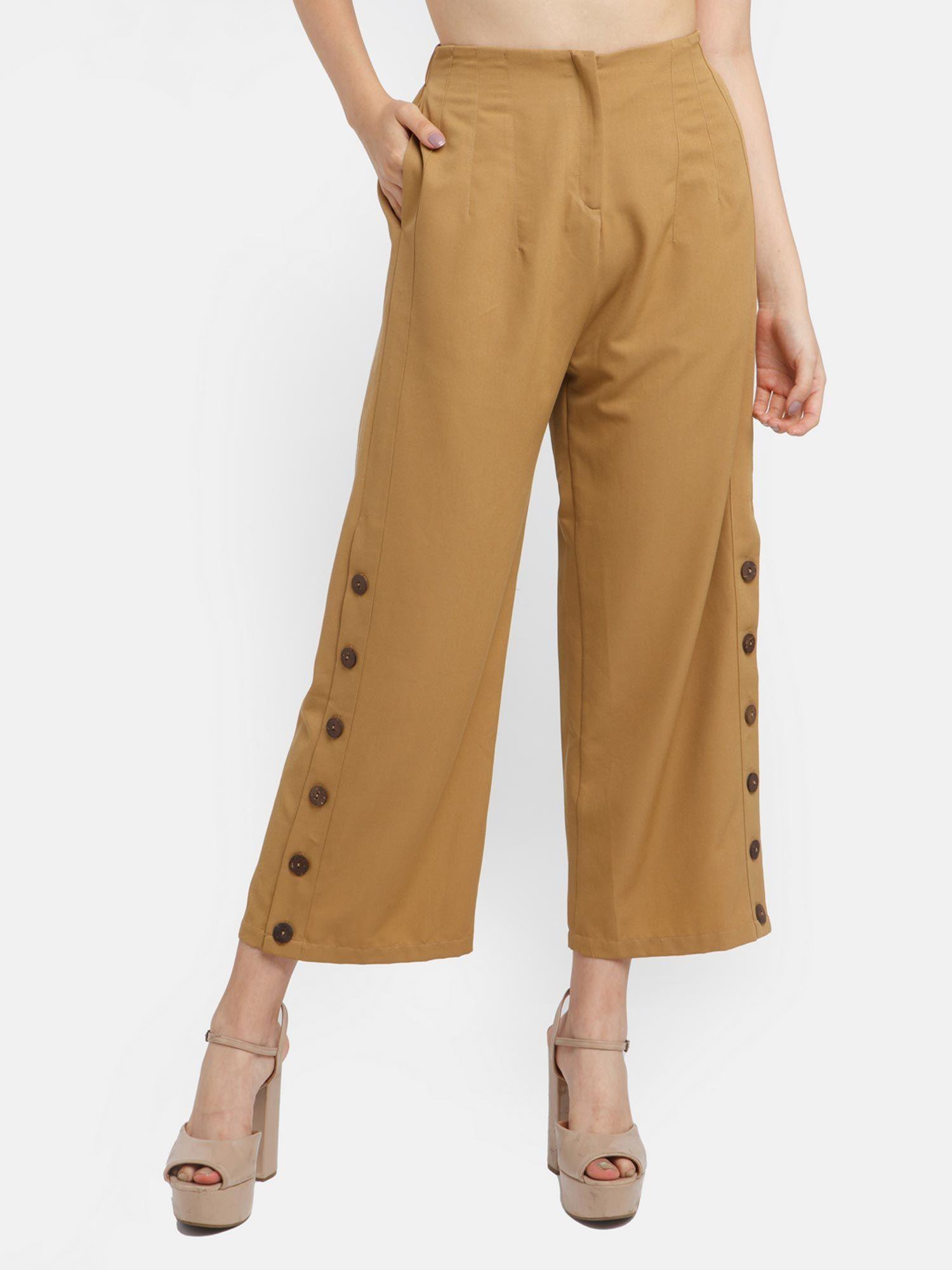 womens brown solid trouser