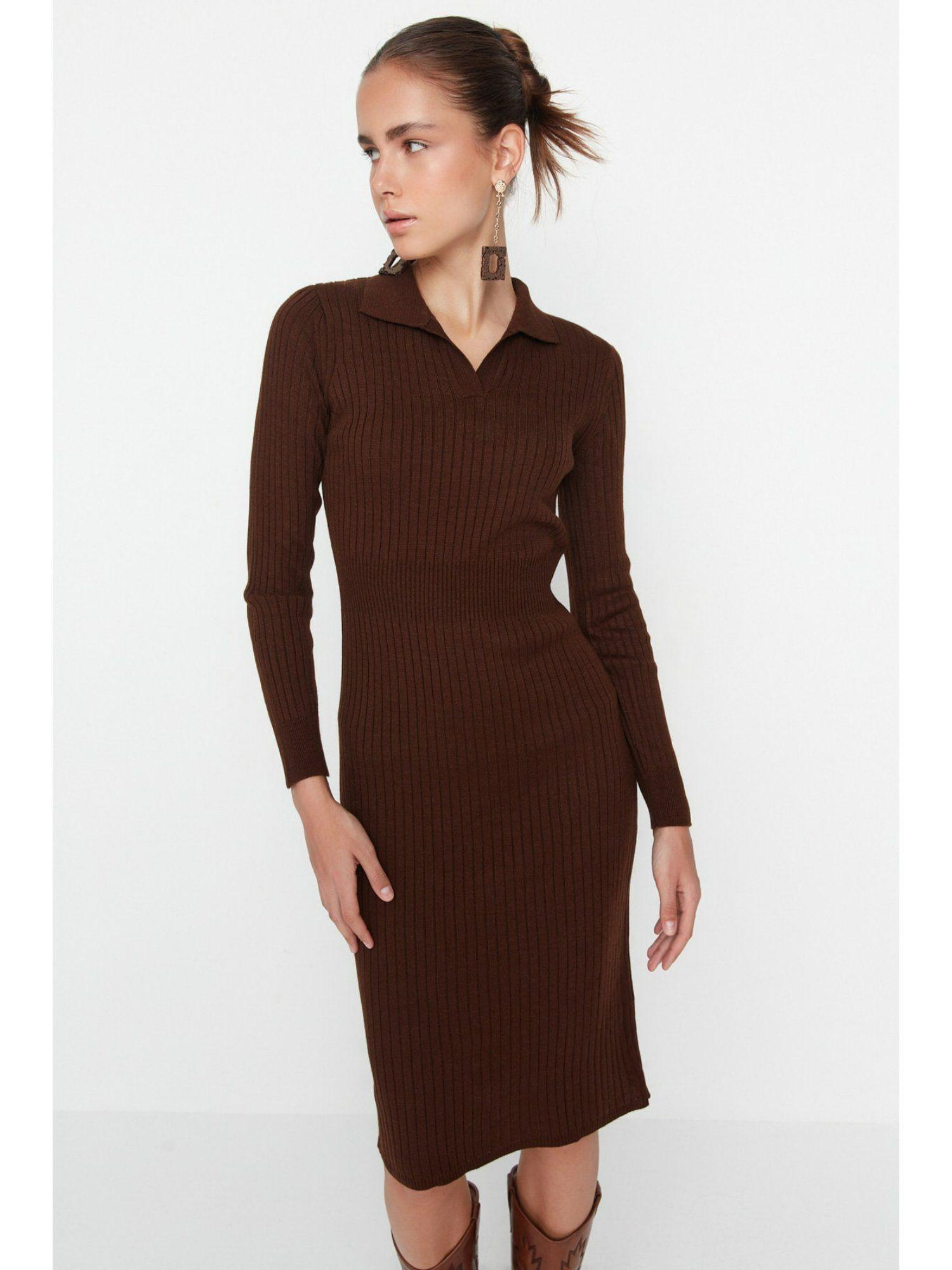 womens brown textured dress