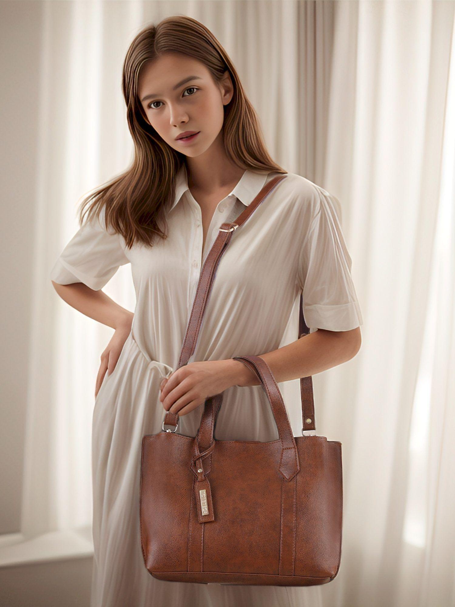 womens brown urban handbag (set of 2)