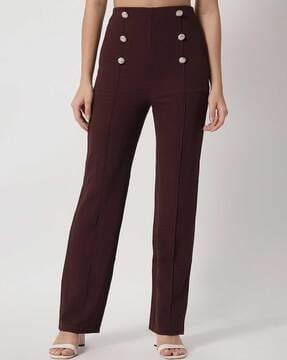 womens button detail flared pants