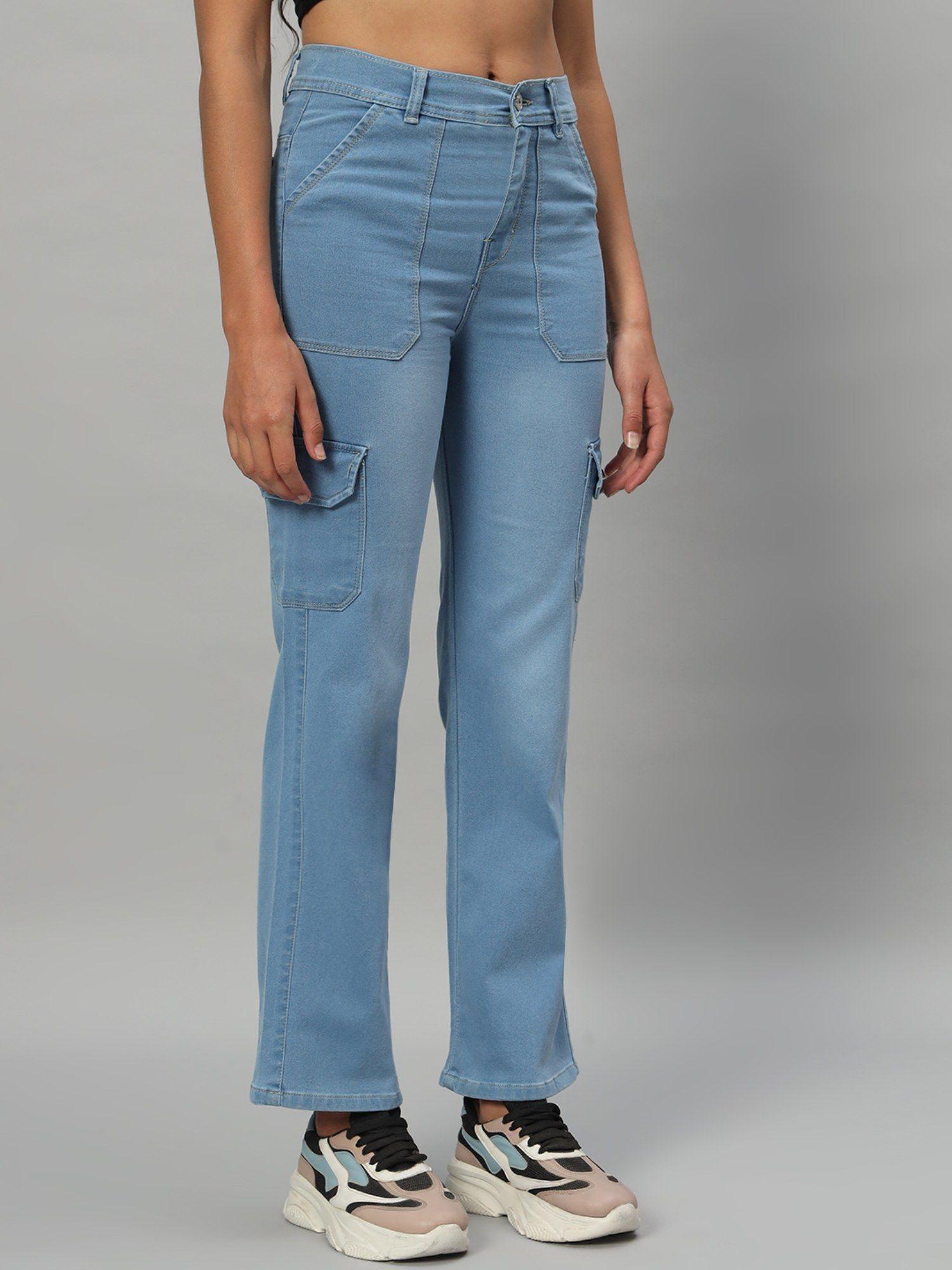 womens cargo blue jeans