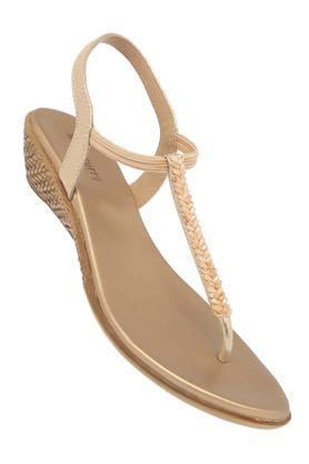 womens casual wear slip on wedges - gold